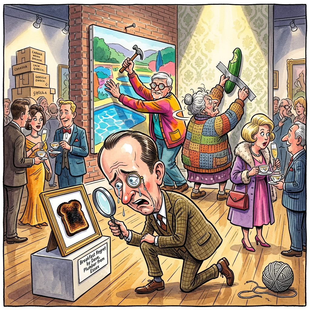 London beweist einmal mehr, dass der Brexit vor allem eine ästhetische Amputation war. Die diesjährige Summer Exhibition in der Royal Academy of Arts zelebriert das Prinzip der radikalen künstlerischen Inklusion, bei dem das handgeklöppelte Makramee-Meerschweinchen von Doris aus Kent mit der gleichen Ernsthaftigkeit an die Wand genagelt wird wie die Werke etablierter Ikonen. Es ist die ultimative Demokratisierung des Geschmacks, also genau jener Prozess, der uns bereits die Frisur von Boris Johnson und die kulinarische Existenzberechtigung von Minzsauce eingebrockt hat. Zehntausende Briten haben ihre visuellen Hilferufe eingereicht, in der Hoffnung, dass der Kurator beim zehnten Gin Tonic den Unterschied zwischen einem abstrakten Meisterwerk und einem versehentlich überfahrenen Pfannkuchen nicht mehr erkennt. Mitten in dieser kuratierten Resterampe thronen die Werke echter Weltstars, die sich wahrscheinlich nur deshalb zur Schau stellen lassen, weil das Honorar ihre schwindelerregenden Heizkosten in Chelsea deckt. Es ist ein faszinierendes Biotop: Während der Bildungsbürger mit Monokel versucht, im Aquarell eines Amateurs eine tiefschürfende Kritik am Spätkapitalismus zu exegieren, stellt sich heraus, dass es lediglich die missglückte Skizze eines Yorkshire Terriers beim Stuhlgang ist. Die Summer Exhibition ist der akustische Äquivalent eines Blockflötenkonzerts der ersten Grundschulklasse, nur dass das Publikum hier zweihundert Pfund für den Eintritt bezahlt, um sich gegenseitig zu versichern, wie konzeptionell wertvoll die Dissonanz doch sei. Am Ende bleibt die Erkenntnis: Kunst liegt im Auge des Betrachters – und in London scheint dieser Betrachter gerade einen sehr schweren grauen Star in Kombination mit einer akuten Geschmacksverirrung zu erleiden.