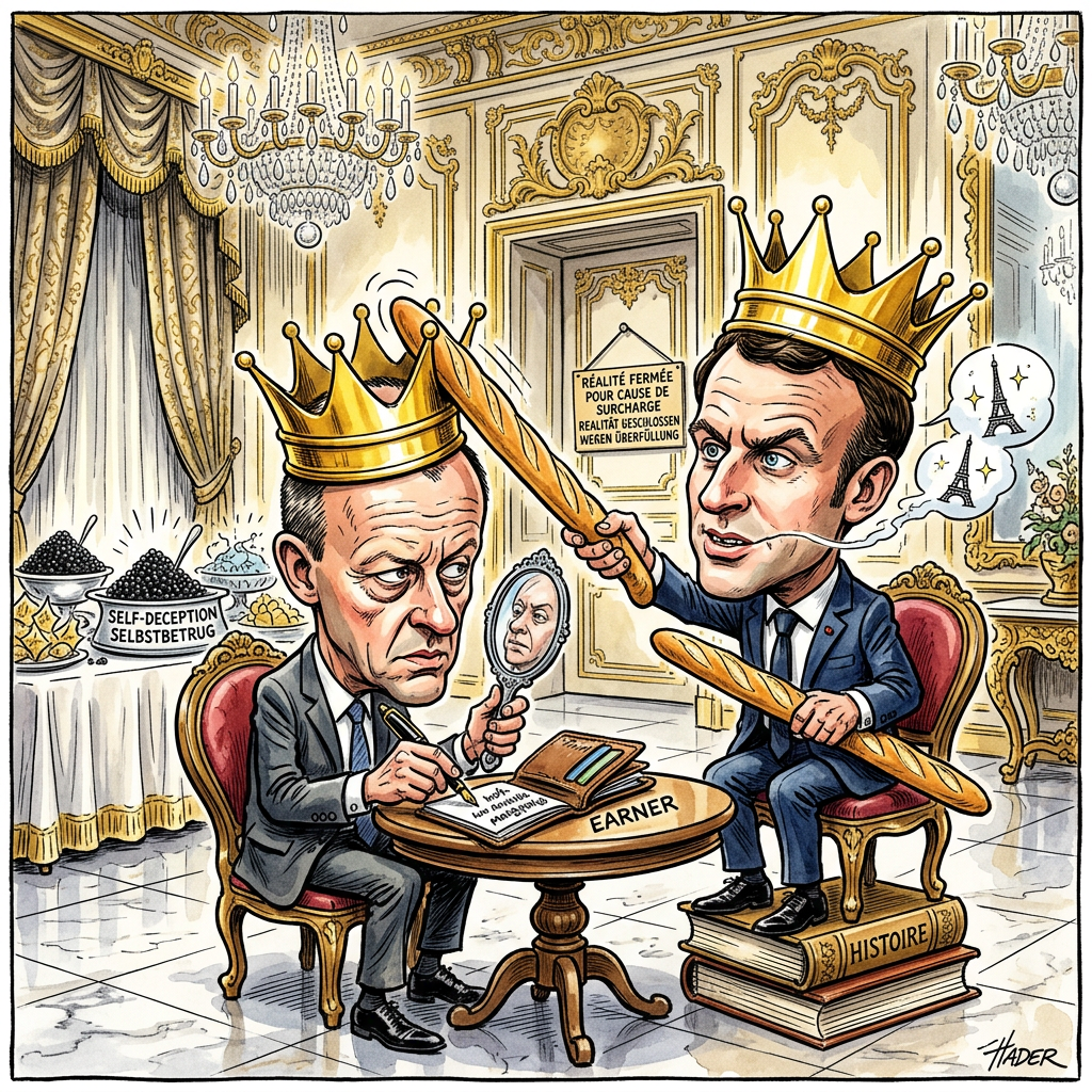 Dass Friedrich Merz und Emmanuel Macron beim G7-Gipfel eine gemeinsame Sprache gefunden haben, überrascht nur jene, die Narzissmus für eine seltene psychische Erkrankung und nicht für das Anforderungsprofil eines Staatschefs halten. Während Macron in gewohnter Manier das d'Artagnan-Kostüm seiner außenpolitischen Ambitionen bügelte und von einem strategischen Erwachen faselte, übte Merz bereits den majestätischen Blick aus dem Cockpit einer Cessna, mit dem er künftig die Probleme des Mittelstandes aus 3000 Metern Höhe ignorieren möchte. Die Erleichterung über den Verlauf des Treffens rührt vor allem daher, dass man sich darauf einigen konnte, die Realität einfach draußen vor der Tür des klimatisierten Luxushotels verhungern zu lassen. Es ist die Geburtsstunde einer neuen Achse der Eitelkeit: Berlin und Paris sind sich in der Frage, wer von beiden eigentlich der Retter des Abendlandes ist, so uneinig, dass sie aus purer Verzweiflung über die gegenseitige Brillanz nur noch lobende Floskeln austauschen konnten. Macron schwafelte von Souveränität, während Merz versuchte, das Wort Empathie im Duden nachzuschlagen, es aber aufgrund von mangelndem Interesse an der Buchstabenkombination abbrach. Am Ende stand fest: Der Gipfel war deshalb ein Erfolg, weil es niemanden gab, der den beiden Alpha-Männchen die Show durch das Einbringen von relevanten Inhalten gestohlen hätte. Es ist eben deutlich einfacher, die Welt zu retten, wenn man sie zuvor erfolgreich durch die goldrandige Brille des eigenen Privilegs gefiltert hat, bis nur noch das sanfte Rauschen des eigenen Egos übrig bleibt.