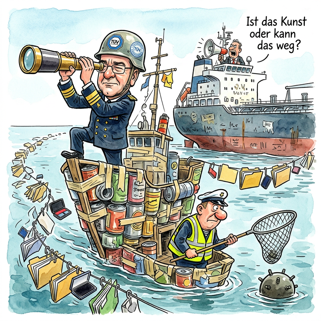 Nach Jahren der strategischen Selbstfindung im heimischen Kieler Kanal wagt die Bundeswehr den Sprung ins lauwarme Nass und entsendet zwei schwimmende Mahnmale deutscher Ingenieurskunst in Richtung Hormus. Die Marineleitung bewies bei der Auswahl der Schiffe gewohntes Fingerspitzengefühl für maritime Homöopathie: Man schickt gerade genug Stahl, um auf dem Radar als Fleck wahrgenommen zu werden, aber keinesfalls so viel, dass man versehentlich eine ernstzunehmende Souveränität ausstrahlen könnte. Die Einsatzvoraussetzungen sind gewohnt preußisch-pedantisch. Bevor das erste Rohr gereinigt wird, muss die völkerrechtliche Unbedenklichkeitsbescheinigung in dreifacher Ausfertigung vorliegen, während die Besatzung hofft, dass die gegnerischen Akteure ihre Aggressionen so lange pausieren, bis die IT-Sicherheit das WLAN an Bord zum Laufen gebracht hat. Dass ein möglicher Minenräumeinsatz noch offen ist, liegt primär an der internen Sorge, dass man beim Entschärfen versehentlich die einzige einsatzfähige Kaffeemaschine der Fregatte kurzschließt. Deutschland spielt nun also Seemacht im Vorgarten der Großen, was ungefähr den Charme eines Blockflötenkonzerts in einem Heavy-Metal-Club versprüht. Während andere Nationen Flottenverbände koordinieren, setzt Berlin auf die psychologische Wirkung von streng formulierten Logbuch-Einträgen und der stillen Hoffnung, dass die bloße Sichtung eines deutschen Dienststempels auf hoher See sämtliche Seewege augenblicklich durch pure Bürokratie-Angst flutet. Sollte es tatsächlich hart auf hart kommen, bleibt als letzte Verteidigungslinie immer noch das bewährte Verfahren, die Angreifer mit einer detaillierten Erläuterung der aktuellen Pendlerpauschale für Marineangehörige in den komatösen Tiefschlaf zu versetzen.