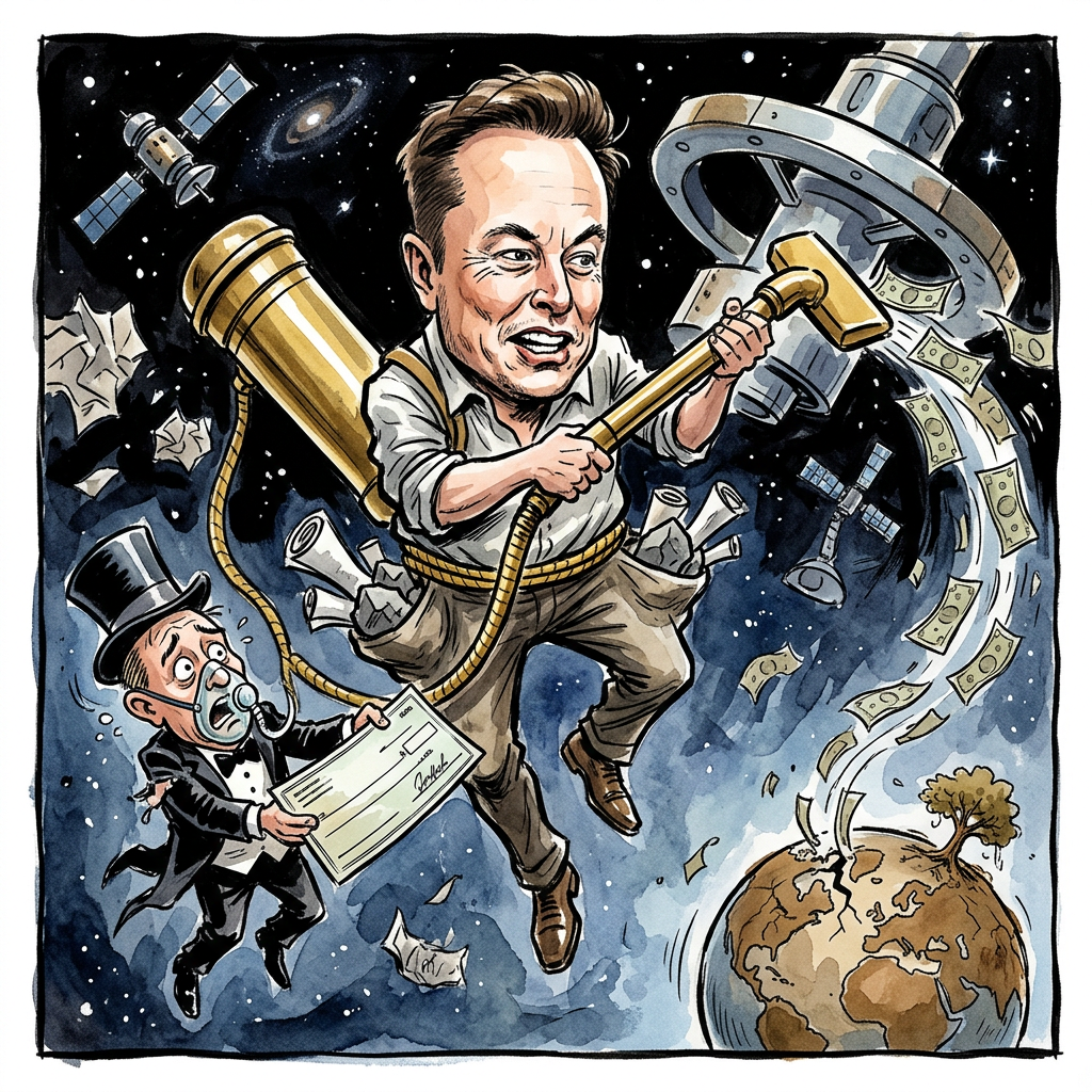 Elon Musk, der Mann, der schneller neue Schulden produziert als seine Raketen die Atmosphäre verlassen, bittet die Wall Street erneut zur Kasse. Nachdem SpaceX kurzzeitig wertvoller war als Amazon, scheint der Größenwahn nun endgültig die Fluchtgeschwindigkeit erreicht zu haben. Während Jeff Bezos noch versucht, Pakete per Drohne in Vorgärten zu werfen, plant Musk bereits die Monetarisierung der Schwerelosigkeit. Die Aktie entwickelte sich zuletzt wie eine seiner frühen Prototypen: Erst ein spektakulärer Aufstieg, gefolgt von einer zerklüfteten Landung im Meer der Realität. Es ist die hohe Kunst der modernen Betriebswirtschaft, aus der Sehnsucht nach dem Mars eine irdische Gelddruckmaschine zu basteln, die ausschließlich mit heißer Luft und dem religiösen Eifer von Krypto-Jüngern betrieben wird. Dass SpaceX nun frisches Kapital benötigt, überrascht niemanden, der weiß, dass ein Ego dieser Größenordnung eine eigene Umlaufbahn benötigt, deren Instandhaltung Unmengen an liquiden Mitteln verschlingt. Musk beweist damit eindrucksvoll, dass er der einzige Mensch ist, der es schafft, selbst im luftleeren Raum eine gewaltige Immobilienblase aufzupumpen. Am Ende bleibt die Erkenntnis, dass der Börsenwert eines Unternehmens, das Metallröhren in den Himmel schießt, vor allem auf der Hoffnung basiert, dass man den Gesetzen der Mathematik ebenso entkommen kann wie der Schwerkraft. Die Anleger investieren hier nicht in Raumfahrt, sondern in das teuerste psychologische Experiment der Menschheitsgeschichte, bei dem die Rendite vermutlich erst nach der thermischen Kernfusion der Sonne ausgezahlt wird. Elon Musk ist eben der Einzige, dem es gelingt, seinen Gläubigern das Blaue vom Himmel zu versprechen, während er sie gleichzeitig für die Rußpartikel bezahlen lässt.