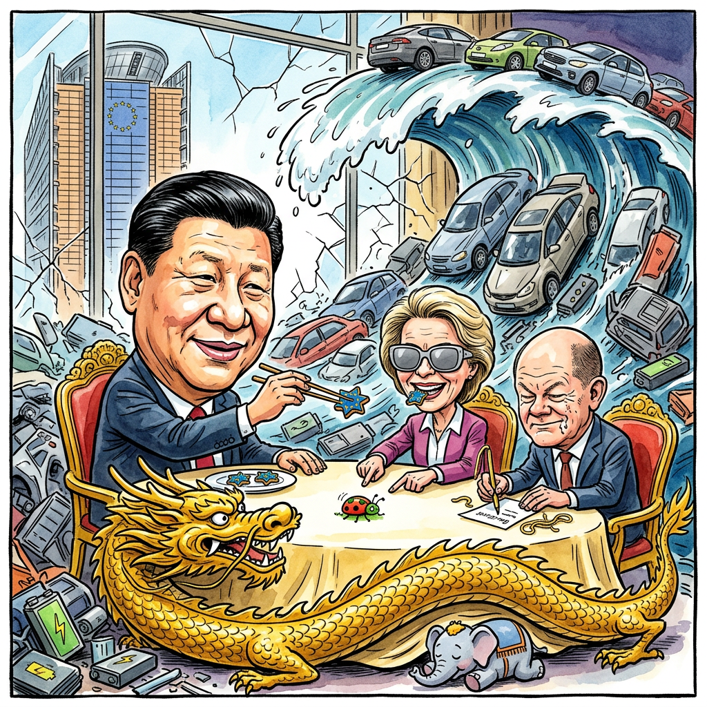 In Brüssel hat man sich nach quälenden Stunden des diplomatischen Schattenspiels auf eine wegweisende Strategie im Umgang mit China geeinigt: Die kontrollierte Selbstverleugnung. Während Peking den europäischen Binnenmarkt mit staatlich subventionierten Elektroautos flutet, die preiswerter sind als eine durchschnittliche Currywurst in der Brüsseler EU-Kantine, antworten die Staats- und Regierungschefs mit der harten Währung der Unverbindlichkeit. Man möchte China einerseits die Leviten lesen, andererseits aber nicht riskieren, dass die nächste Lieferung billiger Plastikspielzeuge und lebensnotwendiger Überwachungstechnologie im Hafen von Shanghai liegen bleibt. Ursula von der Leyen und ihre Mitstreiter praktizieren hierbei eine Form der ökonomischen Homöopathie: Man verdünnt die Kritik so lange mit hohlen Phrasen von 'Level Playing Fields', bis kein einziges Molekül Rückgrat mehr nachweisbar ist. Es ist die hohe Schule der Geopolitik, den Partner gleichzeitig als systemischen Rivalen und als überlebenswichtigen Sugar Daddy zu bezeichnen, während man unter dem Tisch bereits die Schatulle für die nächsten Seidenstraßen-Kredite bereithält. Die EU agiert hierbei wie ein Veganer, der heimlich beim Schlachter arbeitet, weil die Miete sonst nicht bezahlbar wäre. Am Ende einigte man sich darauf, das Problem so elegant zu umschiffen, dass man vermutlich im nächsten Jahr wieder am selben Riff zerschellen wird. Die größte europäische Errungenschaft bleibt somit die Erkenntnis, dass man eine Faust in der Tasche am besten dann macht, wenn die Tasche aus hochwertiger chinesischer Kunstfaser besteht. Wer braucht schon ökonomische Souveränität, wenn man stattdessen eine perfekt ausformulierte Absichtserklärung zum weiteren Abwarten haben kann?