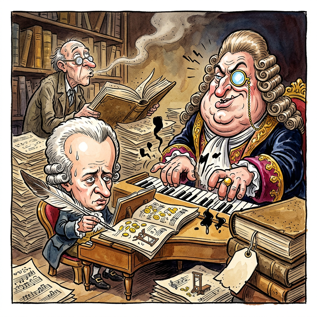 In der französischen Nationalbibliothek ist eine Kladde aufgetaucht, die Musikwissenschaftler in kollektive Ekstase versetzt und den Rest der Welt daran erinnert, dass Mozart im Grunde der Vorläufer des prekär beschäftigten Honorardozenten war. Der Sensationsfund offenbart keine monumentale Symphonie, sondern didaktische Fingerübungen für talentfreie Adelssprösslinge, die vermutlich lieber Jagdhunde gequält hätten, als das C-Dur-Arpeggio zu perfektionieren. Man sieht förmlich vor sich, wie Wolferl mit gepuderter Perücke und unterdrücktem Tourette-Syndrom neben einer dicken Baronesse saß, deren musikalisches Verständnis in etwa dem eines Fallbeils entsprach. Es ist die ultimative Demütigung des Geniekults: Während die Fachwelt über die Dynamikbegriffe in Takt zwölf debattiert, zeugt das Manuskript vor allem davon, dass man selbst mit dem göttlichen Funken im Leib Miete zahlen und den Weinvorrat auffüllen muss. Es bleibt die bittere Erkenntnis, dass Mozart heute wahrscheinlich Online-Kurse auf MasterClass anbieten würde, in denen er für 49 Euro erklärt, wie man trotz syphilitischer Nebenwirkungen die Terzen sauber hält. Wer dieses Heft als kulturellen Schatz zelebriert, würde vermutlich auch eine verkrustete Kaffeetasse von Goethe als architektonisches Meisterwerk umschreiben. Letztlich beweist der Fund nur eines: Mozart war bereits zu Lebzeiten so verzweifelt, dass er sein Talent für die literarische Entsprechung eines Ausmalbildes verschwendete, nur um nicht bei Wasser und Brot über der Zauberflöte zu verhungern. Eine echte Inspiration für jeden Berliner Philharmoniker, der nachts heimlich Jingles für Durchfallpräparate komponiert.