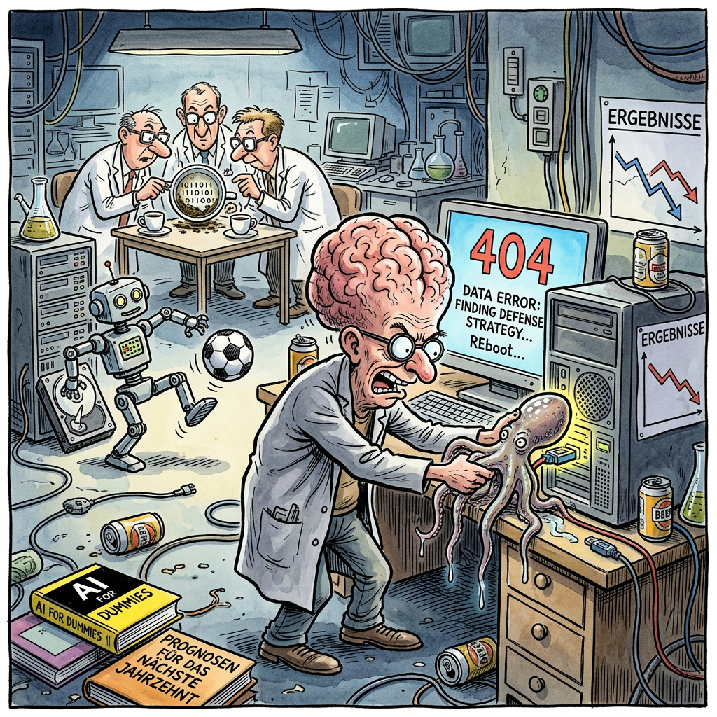 In einer Welt, in der die menschliche Intuition bereits beim Ausfüllen eines Überweisungsträgers kapituliert, versprechen zwei Forschungsprojekte nun die ultimative Erlösung durch künstliche Intelligenz. Andreas Kegel beleuchtet das digitale Orakelwesen, das uns endlich die Last des Hoffens abnehmen soll. Während herkömmliche Algorithmen mühsam Abermilliarden von Datenpunkten wälzen, um die Flugkurve eines überbezahlten Lederballs zu antizipieren, bleibt die bittere Wahrheit systemimmanent: Auch die komplexeste KI kann aus elf hölzernen Beinen in der deutschen Innenverteidigung keinen Halbleiter-Sieg zaubern. Es ist die ultimative Kränkung des Silicon Valley, dass ein Haufen Siliziumchips nun offiziell bestätigen darf, was jeder betrunkene Fan am Stammtisch seit Jahren prophezeit. Die Treffsicherheit der KI steigt dabei proportional zur Nutzlosigkeit der Information, denn während der Computer mit 98,7-prozentiger Wahrscheinlichkeit den Ballbesitz von San Marino vorhersagt, scheitert er kläglich an der Unberechenbarkeit eines Schiedsrichters, der seine Brille im Schließfach vergessen hat. Die Forschungsprojekte beweisen eindrucksvoll, dass wir Millionen investieren, um das Unwesentliche mathematisch zu untermauern, während wir im echten Leben nicht einmal die Parkplatzsuche vor dem Stadion fehlerfrei simulieren können. Am Ende bleibt die Erkenntnis, dass die künstliche Intelligenz nur deshalb so erfolgreich im Fußball-Orakeln ist, weil sie im Gegensatz zum DFB-Präsidium wenigstens weiß, wann der Strom abgestellt werden muss. Wenn die Maschine am Ende Brasilien als Sieger ausspuckt, ist das kein technologischer Durchbruch, sondern lediglich die digitale Form des Stockholm-Syndroms gegenüber der Statistik.