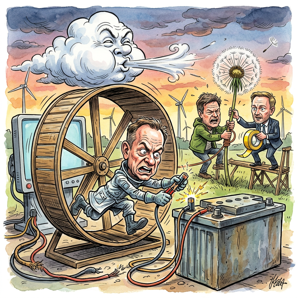 In einer Zeit, in der die deutsche Energiepolitik so stabil wirkt wie ein Wackelpudding in einem Erdbebengebiet, präsentiert Jan Kerckhoff die rettende Erkenntnis: Wir brauchen Speicher. Wer hätte gedacht, dass man Strom, diesen flüchtigen Geist des Fortschritts, nicht einfach in Jutesäcken im Keller der Grünen-Zentrale stapeln kann? Die Studie beweist mit der Präzision eines Schweizer Uhrwerks, dass wir eine Kombination aus Technologien benötigen – vermutlich eine Mischung aus Lithium-Ionen-Akkus, die seltener sind als ein ehrliches Wort im Bundestag, und der Hoffnung, dass das kollektive Zähneklappern der Bevölkerung bei der nächsten Dunkelflaute genug Reibungshitze erzeugt. Es ist die technologische Entsprechung zum Versuch, einen Ozean mit einem Teesieb zu bändigen, während die Industrie verzweifelt nach Lösungen sucht, die über das Einlagern von Blitzschlägen in alten Marmeladengläsern hinausgehen. Deutschland setzt nun alles auf die Karte der Diversität: Wenn der Wind nicht weht und die Sonne beleidigt hinter den Wolken schweigt, sollen es die Speicher richten – eine Strategie, die so durchdacht wirkt wie der Versuch, eine Weltreise auf einem Einrad mit nur einem Pedal zu bestreiten. Am Ende bleibt die bittere Erkenntnis des deutschen Ingenieurswesens: Die einzige Energiequelle, die hierzulande absolut zuverlässig und unerschöpflich sprudelt, ist die heiße Luft aus den Talkshows der Republik, die leider bisher noch an keinem Akkumulator angeschlossen wurde.