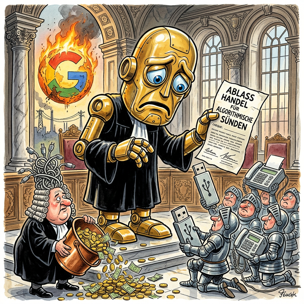 In einem beispiellosen Akt unfreiwilliger Philanthropie hat der Europäische Gerichtshof Google dazu verdonnert, die Portokasse zu plündern und 4,1 Milliarden Euro in den EU-Haushalt zu überweisen. Der Grund: Das Silicon-Valley-Imperium hatte Android-Hersteller mit der Subtilität eines sizilianischen Olivenölimporteurs dazu genötigt, die hauseigene Suche vorzuinstallieren. Man könnte es Monopolbildung nennen, Google nennt es vermutlich eine geführte Meditation zur digitalen Alternativlosigkeit. Dass der EuGH diese Praxis nun als wettbewerbswidrig geißelt, ist in etwa so überraschend wie die Erkenntnis, dass Algorithmen keine Seele haben, aber verdammt gut darin sind, uns Staubsaugerbeutel zu verkaufen, die wir bereits besitzen. Der EU-Kommission steht nun ein Geldregen ins Haus, der so gewaltig ist, dass man in Brüssel kurzzeitig überlegte, davon eine einzige funktionierende Software für die deutsche Rentenversicherung zu kaufen, bevor man sich dann doch für den Bau von drei weiteren nutzlosen Kreisverkehren und eine Bronzestatue für Bürokratie-Heilige entschied. Während Google-Mutter Alphabet den Betrag vermutlich aus den Sofakissen der Vorstandsetage zusammenkratzt, feiert die europäische Politik diesen Sieg als heroischen Schlag gegen die Übermacht der Tech-Giganten. Es ist das moderne Äquivalent dazu, einem Drachen eine Schuppe auszureißen und sich dann darüber zu wundern, dass das Biest immer noch das ganze Dorf verspeisen kann. Am Ende bleibt die bittere Erkenntnis: 4,1 Milliarden Euro klingen zwar nach einer schmerzhaften Strafe, sind für Google jedoch lediglich die fällige Parkgebühr dafür, dass sie seit einem Jahrzehnt die gesamte globale Datenautobahn als Privatbesitz deklariert haben.