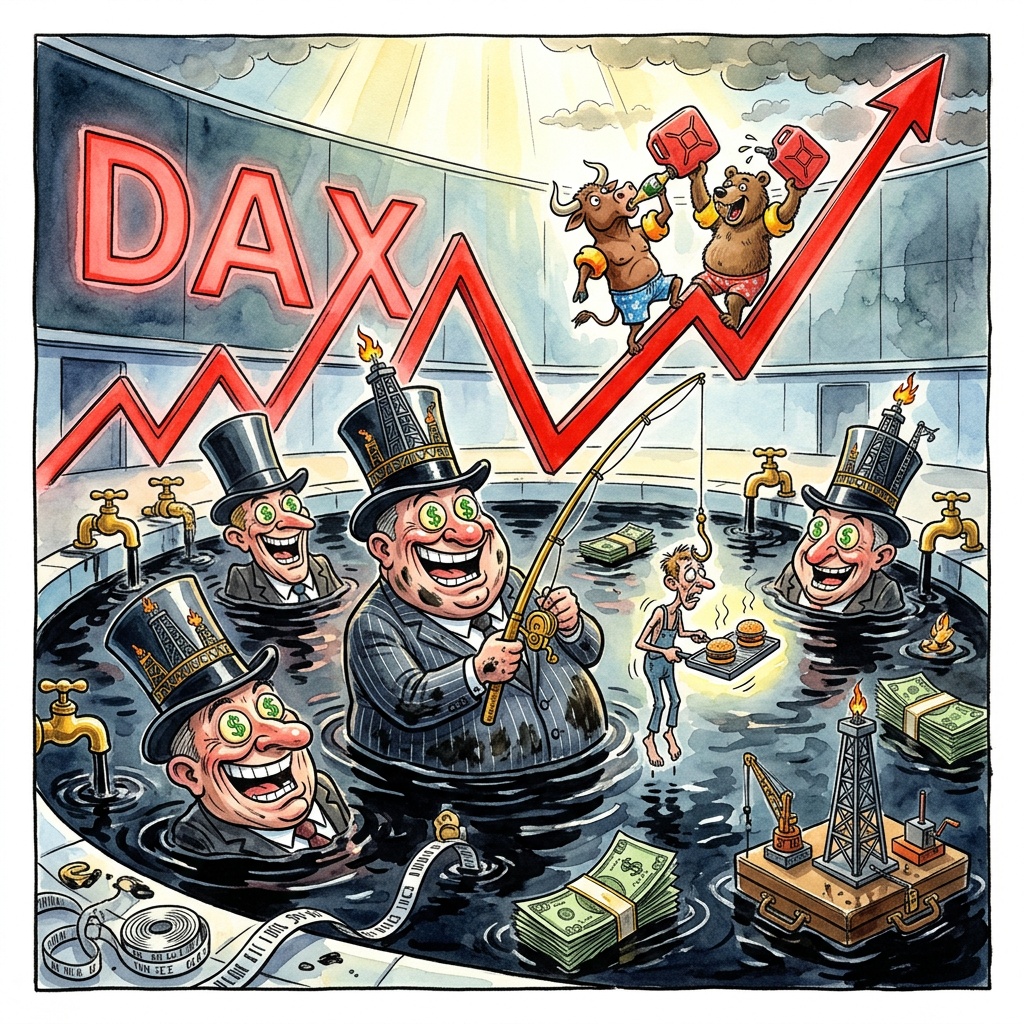 Während der Durchschnittsdeutsche noch leise weinend seine Nebenkostenabrechnung streichelt, hat der DAX die Korken knallen lassen und den höchsten Stand seit Januar erklommen. Der Grund für die kollektive Ekstase im Frankfurter Glasturm ist so simpel wie zynisch: Öl ist endlich wieder so billig, dass man es sich fast schon zum Gurgeln nach dem Zähneputzen leisten könnte. Die Finanzwelt reagiert mit derselben Empathie auf fallende Rohstoffpreise wie ein Geier auf ein schwächelndes Gnu in der Savanne. Flankiert wird dieser Aufschwung von US-Arbeitsmarktdaten, die so wunderbar mittelmäßig ausfielen, dass die Federal Reserve wohl bald wieder billiges Geld unters Volk wirft wie Kamelle beim Kölner Karneval. Analysten betonen, dass der Markt die Tatsache, dass Menschen in Ohio für drei Dollar fuffzig zwei Jobs gleichzeitig ausüben müssen, als ein fulminantes Signal für Stabilität wertet. Es ist die reine Poesie des Kapitalismus: Je billiger der Schmierstoff des Planeten und je verzweifelter die globale Lohnsklaverei, desto höher schlägt das Herz der Anleger. Der deutsche Leitindex hat damit bewiesen, dass er vollkommen von der lästigen Realität entkoppelt ist und sich nun in Sphären bewegt, in denen Sauerstoffmangel und moralische Flexibilität zum guten Ton gehören. Man darf gespannt sein, ob die Kurse bald die Stratosphäre durchbrechen oder ob die Gier der Investoren lediglich dazu führt, dass sie beim nächsten Zinsentscheid vor lauter Vorfreude ihre eigenen Manschettenknöpfe verschlucken. Am Ende bleibt die Erkenntnis, dass an der Börse nur eines zählt: Die fetteste Party findet immer dort statt, wo die Realität den Türsteher nicht bestechen kann.