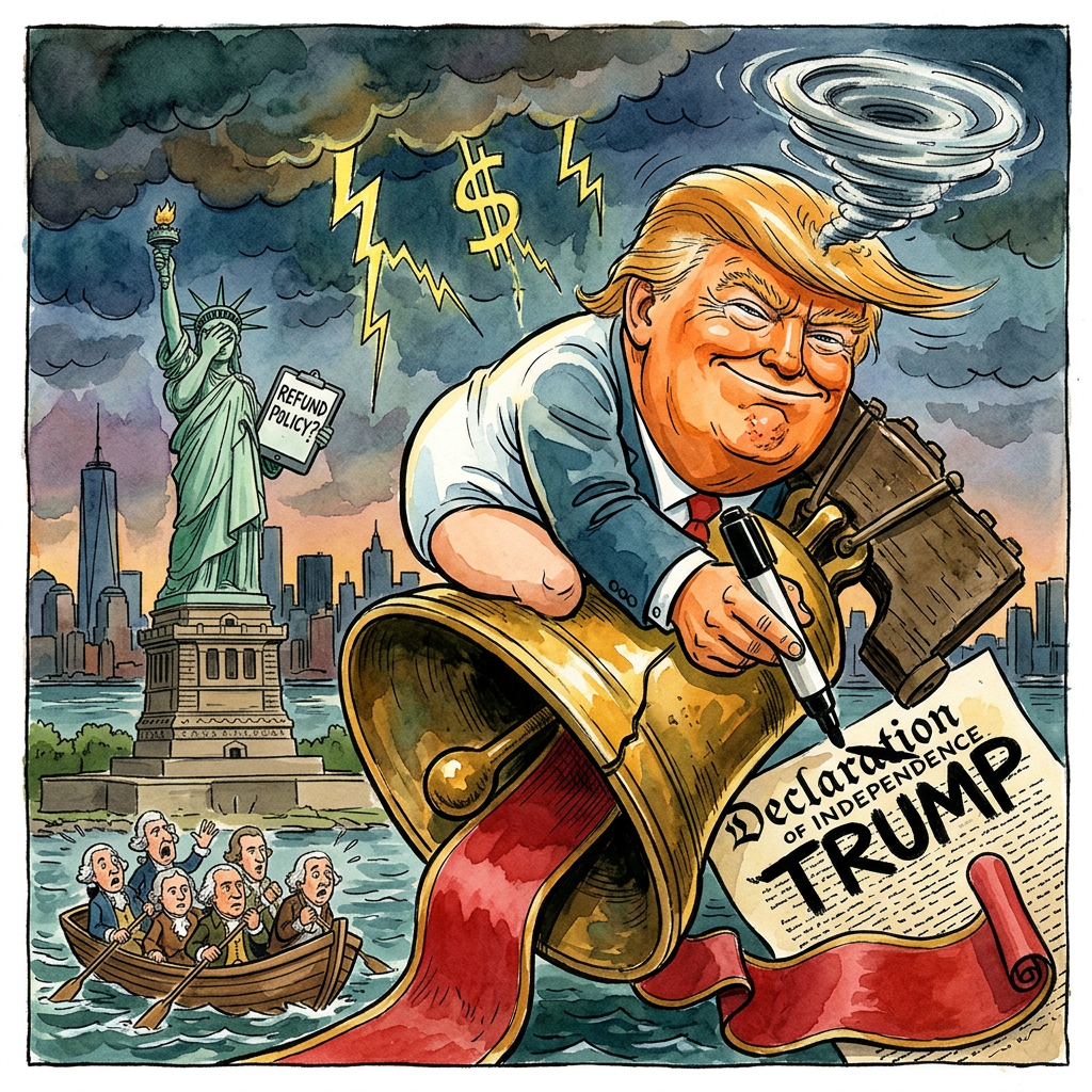 Nachdem ein gottgleiches Unwetter die Veranstaltung kurzzeitig pausierte, um vermutlich die Blitzableiter des Kapitols auf ihre Standfestigkeit gegen narzisstische Entladungen zu prüfen, trat Donald Trump zum 250. Jubiläum der USA ans Pult. In einer rhetorischen Meisterleistung, die selbst eine Packung Instant-Nudeln komplexer erscheinen lässt, erklärte der Jubilar die letzten zweieinhalb Jahrhunderte zur bloßen Generalprobe für seine Amtszeit. Das angeblich größte Feuerwerk der Menschheitsgeschichte, so Trump, habe die Sterne am Firmament vor Scham derart erblassen lassen, dass Astronomen nun über eine kollektive Kündigung nachdenken. Während die Gründerväter im Grab rotierten und dabei genug kinetische Energie erzeugten, um die gesamte Ostküste klimaneutral zu beheizen, pries sich Trump als derjenige an, der die Unabhängigkeit überhaupt erst marktfähig gemacht habe. Washington und Jefferson wurden dabei zu bloßen Statisten degradiert, die lediglich den Teppich für den Mann ausrollen durften, dessen Ego selbst bei Ebbe den Meeresspiegel steigen lässt. In seiner Rede, die eine subtile Ästhetik zwischen goldbeschichtetem Barock und einer Teleshopping-Dauerwerbesendung für überteuerte Steaks pflegte, attackierte er alles, was nicht bei drei auf den Golfplatz flüchtete. Die meteorologische Verspätung erklärte er kurzerhand zum misslungenen Attentatsversuch der demokratischen Wetterstationen, die mit linksradikalen Tiefdruckgebieten die patriotische Thermik stören wollten. Trump beendete die Feierlichkeiten mit dem bescheidenen Hinweis, dass 1776 eigentlich nur ein Tippfehler in der Geschichte sei und das wahre Jahr Null erst mit dem Bau seines ersten Casinos begann. Wer die Freiheit wirklich feiern will, muss eben lernen, dass Demokratie am besten funktioniert, wenn sie als Ein-Mann-Show mit exzessivem Haarspray-Einsatz inszeniert wird.
