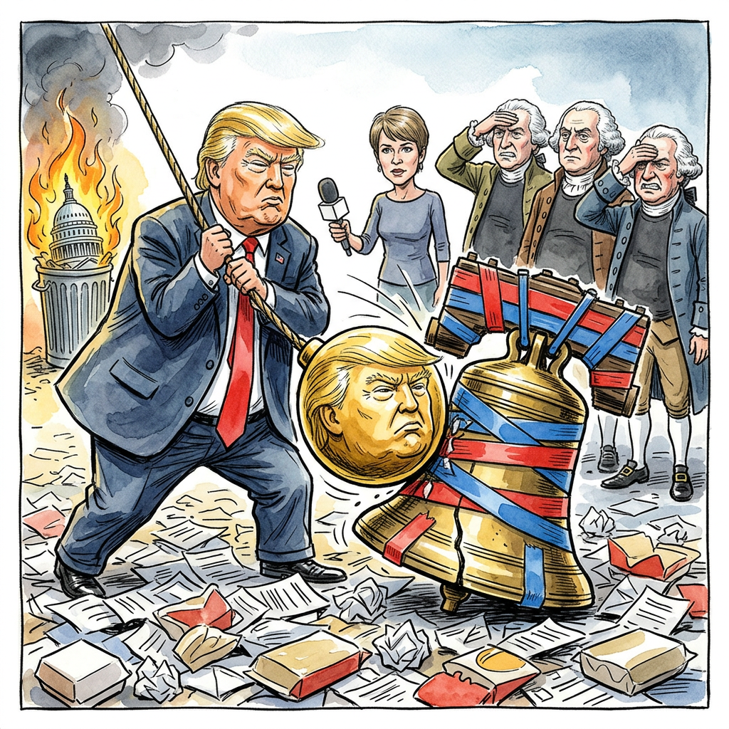 Wenn die USA 250 Jahre Unabhängigkeit feiern, ist das ungefähr so, als würde ein chronischer Pyromane das Jubiläum seiner ersten Feuerversicherung begehen. Die Wiege der modernen Demokratie hat sich längst in ein Etagenbett verwandelt, in dem zwei inkontinente Greise darum streiten, wer das Laken zuerst nass machen darf. Während Anne Schneider mühsam versucht, die geplanten Baumaßnahmen am Independence Square als architektonisches Sakrileg zu rahmen, erkennt der geschulte Zyniker die wahre Symbolik: Trump fordert wahrscheinlich eine goldbeschichtete Guillotine für das Lincoln Memorial, während der Rest des Landes damit beschäftigt ist, die Verfassung als Grillanzünder für das nächste Barbecue zu verwenden. Die angekündigte Einigkeit ist in Wahrheit so realistisch wie ein Diät-Ratgeber von Donald Trump. Man streitet sich um Statuen, während die soziale Infrastruktur des Landes die Stabilität eines Kartenhauses im Hurrikan aufweist. Die USA sind das einzige Land der Welt, das seinen 250. Geburtstag in der psychologischen Verfassung eines bockigen Zweijährigen feiert, der mit einer geladenen Waffe im Sandkasten spielt. Der Streit um die Baumaßnahmen ist dabei nur konsequent: Wer sein gesamtes politisches System auf dem Fundament von Reality-TV und religiösem Wahn errichtet hat, sollte beim Richtfest nicht über den Geruch von Fäulnis klagen. Am Ende wird Trump den Jahrestag vermutlich nutzen, um die Unabhängigkeitserklärung durch einen Pachtvertrag mit seinem eigenen Ego zu ersetzen. Amerika feiert nicht seine Geburt, sondern zelebriert ein langes, lautes Organversagen im Rampenlicht.