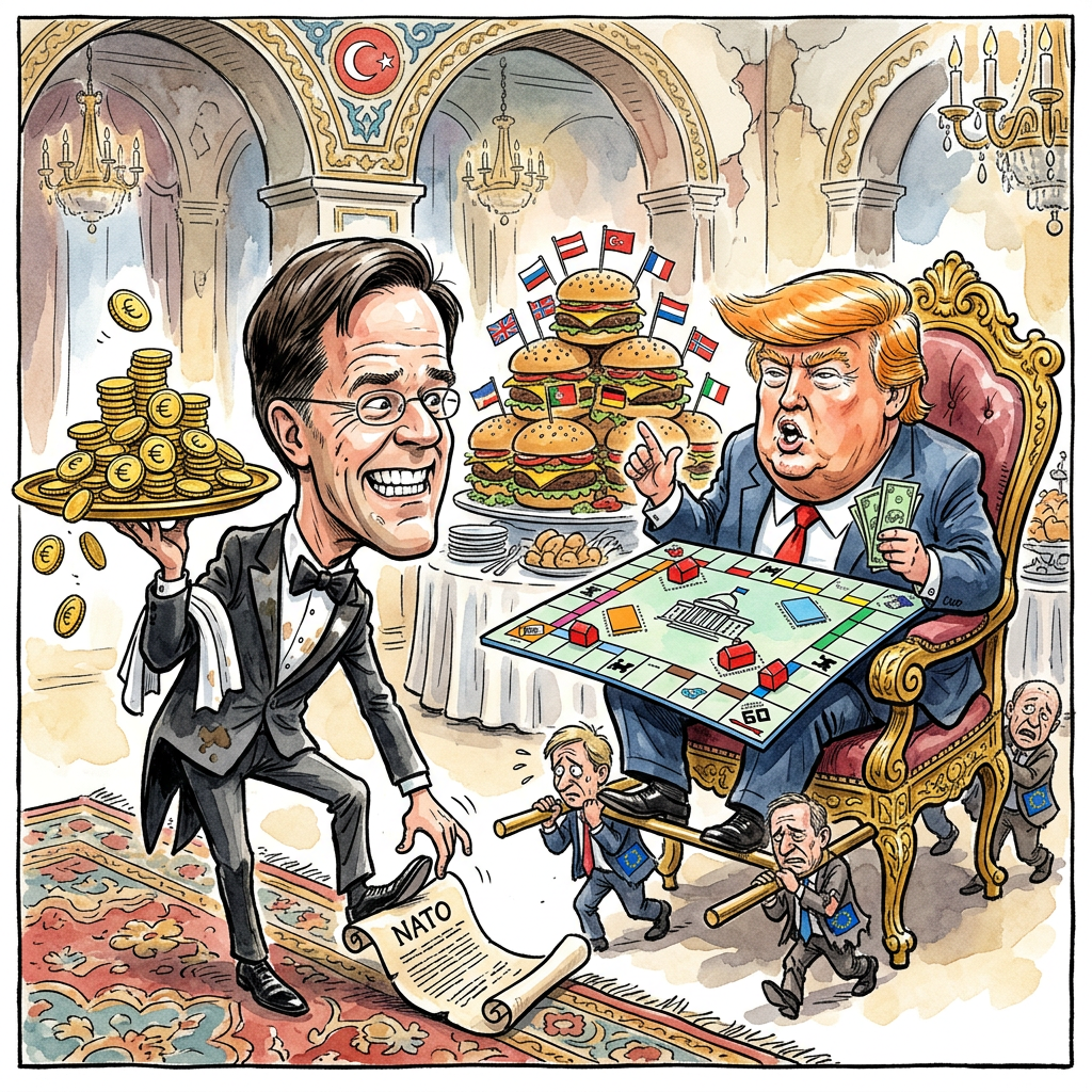 Wenn die wichtigste Verteidigungsallianz der Welt in Ankara zusammenkommt, ist die Rollenverteilung klarer als die Verpflegungsrechnung in einem Mar-a-Lago-Steakhaus. Mark Rutte, der als NATO-Generalsekretär die undankbare Aufgabe übernommen hat, den diplomatischen Blitzableiter für einen Mann zu spielen, der das Nordatlantikbündnis für eine überteuerte Versicherungspolice hält, präsentiert sich in Bestform. Mit der elastischen Würde eines Gummibärchens versucht er zu erklären, dass die europäischen Partner ihre Hausaufgaben gemacht haben, während Donald Trump bereits die Goldbeschichtung für die neuen NATO-Hauptquartiere prüft. Trump wiederum nutzt die Kulisse, um den Europäern vorzurechnen, dass deren Verteidigungsausgaben kaum ausreichen, um seine wöchentliche Bräunungscreme-Rechnung zu begleichen. Die Pointe der Geschichte ist so subtil wie ein Panzerangriff: Während die Europäer verzweifelt versuchen, Souveränität zu simulieren, ähnelt der Gipfel zunehmend einer Eigentümerversammlung eines baufälligen Hochhauses, bei der der Mehrheitseigner damit droht, das Dach abzureißen, weil ihm die Farbe der Fußmatten nicht gefällt. Man einigt sich schließlich auf den kleinsten gemeinsamen Nenner: Die NATO bleibt bestehen, solange die Mitgliedsbeiträge direkt in Trump-Aktien investiert werden. Ruttes kühne Strategie, den US-Präsidenten durch permanentes Kopfnicken in den Schlaf zu wiegen, scheitert nur daran, dass Trump das Flattern von Scheckbüchern bereits aus drei Kilometern Entfernung riechen kann. Am Ende bleibt die Erkenntnis, dass europäische Sicherheit heute weniger mit Strategie als mit der Fähigkeit zu tun hat, ein brennendes Haus als romantisches Lagerfeuer zu verkaufen.