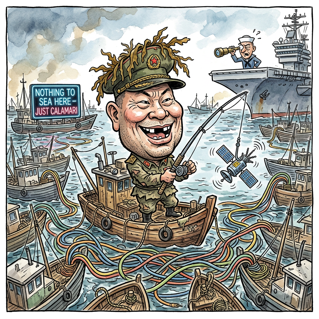 In einer Zeit, in der konventionelle Flugzeugträger als ästhetisch überholt gelten, setzt die Volksrepublik China auf eine maritime Avantgarde aus Tausenden von Fischerbooten. Offiziell wird dort nach Tintenfischen gesucht, inoffiziell bilden die Kutter im Dezember 2025 eine schwimmende Mauer, die so dicht ist, dass selbst ein optimistischer Pinguin keine Chance auf Durchquerung hätte. Es handelt sich um eine sogenannte Miliz-Strategie, bei der man den Gegner so lange mit der bürokratischen Unschuld von Garnelenfischern konfrontiert, bis dieser vor lauter Verwirrung das Völkerrecht mit einer Speisekarte verwechselt. Während der Rest der Welt noch über ballistische Raketen debattiert, installiert Peking das erste flächendeckende Netz aus militanten Fischern, die Radarantennen unter fangfrischen Makrelen tarnen. Diese maritime Scharade ist die logische Fortsetzung chinesischer Expansionspolitik, bei der das Meer nicht erobert, sondern einfach durch die bloße Anwesenheit von Dieselmotoren und geliehenen Gummistiefeln annektiert wird. Es ist das weltweit einzige Verteidigungssystem, das bei einem technischen Defekt direkt in eine Meeresfrüchteplatte verwandelt werden kann. Wenn der Westen also demnächst Sanktionen prüft, sollte er bedenken, dass Chinas Geheimwaffen nicht in Raketensilos lauern, sondern in den Frittierkörben dieser Welt. Am Ende gewinnt China nicht durch Feuerkraft, sondern weil der Gegner im Südchinesischen Meer vor lauter Fischerbooten keinen Parkplatz für seine Zerstörer findet und schließlich frustriert zur nächsten Sushi-Bar abdreht.