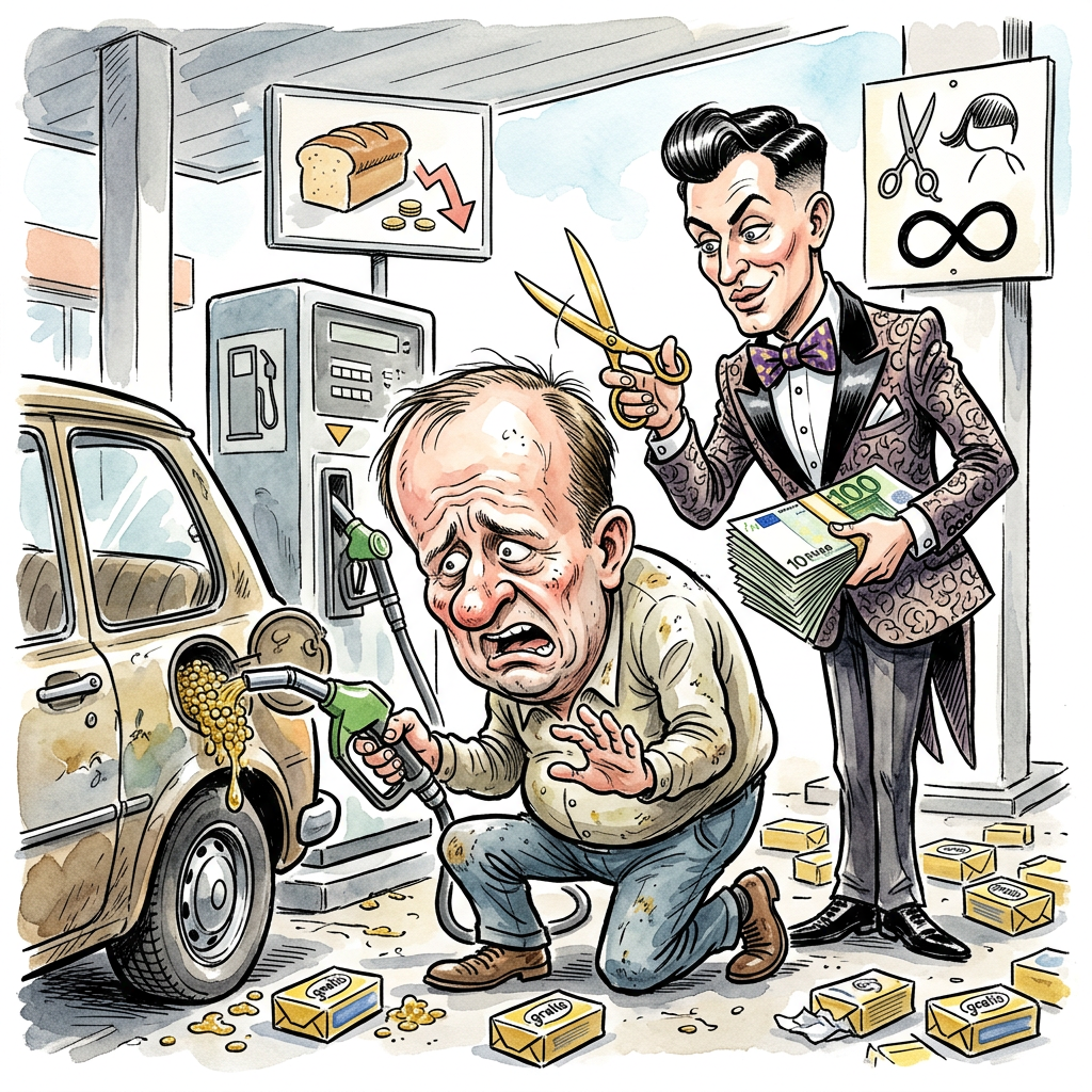 In einer Zeit, in der das deutsche Gemüt traditionell zwischen Schnappatmung am Kassenbon und Schizophrenie an der Zapfsäule changiert, verkünden Statistiker triumphierend den Sieg des Moleküls über die Inflation. Dank des gesunkenen Ölpreises und eines Tankrabatts, der ökonomisch so nachhaltig wirkt wie ein Pflaster auf einer Enthauptung, können Pendler nun endlich wieder mit dem wohligen Gefühl der ökologischen Gleichgültigkeit den Motor im Stand laufen lassen. Während die Nahrungsmittelpreise sinken und somit das Risiko minimieren, dass Geringverdiener versehentlich durch gesunde Ernährung die Rentenkasse belasten, zeigt sich die wahre Fratze des Kapitalismus im Dienstleistungssektor. Friseurbesuche sind mittlerweile so kostspielig, dass der durchschnittliche Bundesbürger bald die Wahl zwischen einer warmen Mahlzeit und einer Frisur hat, die nicht an eine gescheiterte Selbsthilfegruppe für Heißklebepistolen-Unfälle erinnert. Es ist die hohe Kunst der Arithmetik: Wenn der Dieselpreis fällt und die Butter günstiger wird, bleibt am Monatsende exakt genug übrig, um sich die steigenden Gebühren für den Psychotherapeuten zu leisten, den man braucht, um diese absurde ökonomische Achterbahnfahrt zu verkraften. Wir erleben den finalen Triumph der Logistik über den Verstand, bei dem das Kilo Schweinenacken weniger kostet als das Parkticket vor dem Supermarkt. Die Bundesregierung verkauft uns diesen statistischen Pyrrhussieg derweil als Erfolg, während der Bürger merkt, dass er zwar billiger zur Arbeit fahren kann, dort aber nur noch genug verdient, um sich die Melancholie über seine eigene Bedeutungslosigkeit im globalen Warenstrom ohne Zuckerzusatz zu finanzieren.