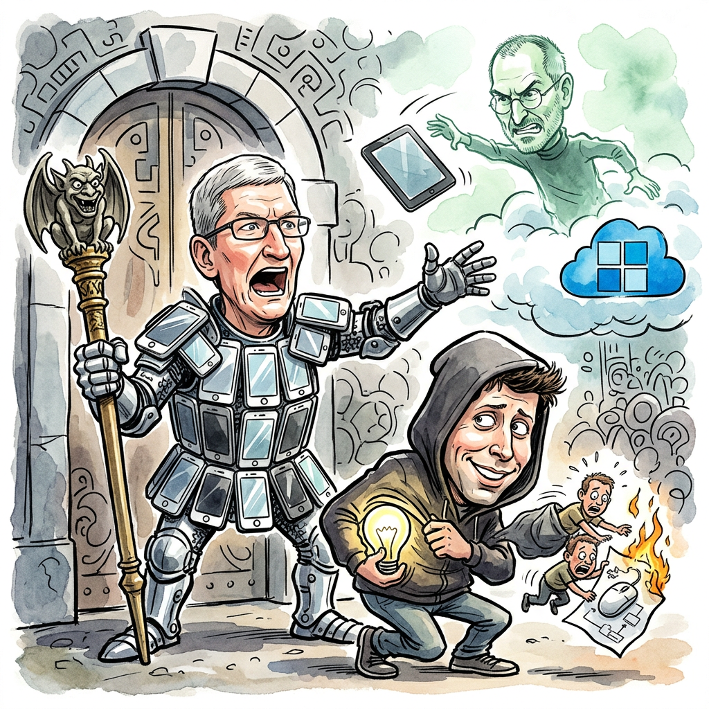 In Cupertino herrscht Panik, denn man hat entdeckt, dass künstliche Intelligenz tatsächlich intelligenter sein könnte als ein titanbeschichtetes Gehäuse für zweitausend Euro. Apple wirft OpenAI vor, Geschäftsgeheimnisse entwendet zu haben – vermutlich die streng vertrauliche Formel, wie man minimale Hardware-Updates als evolutionären Quantensprung vermarktet, ohne dass die Aktionäre vor Lachen kollabieren. Im Zentrum der Klage stehen zwei Ex-Mitarbeiter, die es wagten, das hermetisch abgeriegelte Silicon-Valley-Ghetto zu verlassen, um bei Sam Altman plötzlich Dinge zu tun, die einen Stecker benötigen und trotzdem funktionieren. Tim Cook reagiert gewohnt empathisch und lässt mitteilen, dass Innovation bei Apple nur dann legal ist, wenn sie in einer geschlossenen Beta-Phase versauert und danach exklusiv für Nutzer mit einem IQ unter der Zimmertemperatur freigeschaltet wird. Es ist die tragische Ironie eines Billionen-Unternehmens, das den Diebstahl geistigen Eigentums beklagt, während es seit Jahrzehnten versucht, das Rad als abgerundetes Viereck neu zu patentieren. OpenAI kontert gelassen: Wer bei Apple arbeitet, bringt keine Geheimnisse mit, sondern lediglich ein ausgeprägtes Stockholm-Syndrom und die pathologische Unfähigkeit, ein USB-C-Kabel ohne Weinkrampf zu betrachten. Letztlich geht es Apple gar nicht um Technologie, sondern um die Bewahrung des Status quo: Echte Innovation ist in Cupertino so willkommen wie ein Virenscanner auf einem Commodore 64. Wenn OpenAI wirklich Apple-Methoden kopiert hätte, würde ChatGPT wahrscheinlich jedes Mal abstürzen, wenn man versucht, eine Frage zu stellen, die nicht vorher von einer Ethik-Kommission aus kalifornischen Yoga-Lehrern zertifiziert wurde.