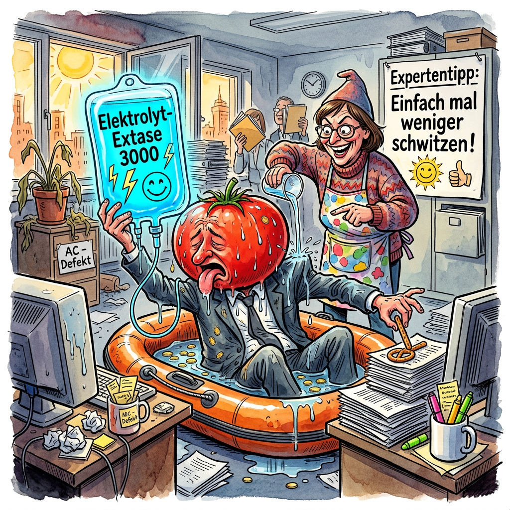 Wenn die Sonne unerbittlich auf das teutonische Haupt niedergeht und der durchschnittliche Angestellte im mittleren Management mehr Flüssigkeit absondert als eine defekte Klimaanlage im Regionalexpress, schlägt die Stunde der Beutelschneider. Inka Zimmermann und ein erlauchtes Gremium aus Experten erinnern uns nun daran, dass wir keine hochgezüchteten Rennpferde sind, sondern lediglich verschwitzte Primaten in Polyesterhemden, die ihre Mineralstoffverluste primär durch das Lecken an der eigenen Oberlippe ausgleichen könnten. Die Empfehlung, bei Hitze auf spezielle Elektrolyt-Getränke zu verzichten, ist jedoch ein Affront gegen die Lifestyle-Industrie, die seit Jahren erfolgreich versucht, Leitungswasser mit einer Prise Kochsalz zum Preis eines Mittelklassewagens zu veräußern. Es ist die letzte Bastion des modernen Narzissmus: Der Glaube, dass der eigene Schweiß eine chemische Zusammensetzung von solch komplexer Instabilität aufweist, dass nur eine neongelbe Flüssigkeit aus der Apotheke den drohenden Systemkollaps verhindern kann. Dabei wissen wir längst, dass der deutsche Körper mineraltechnisch so robust aufgestellt ist wie eine Krupp-Stahl-Gussform, solange er abends mit zwei Litern Weizenbier und einer überstürzten Portion Pommes Schranke fachgerecht nachjustiert wird. Wer tatsächlich glaubt, nach zwanzig Minuten Gehen zur nächsten Eisdiele ein isotonisches Wunderelixier zu benötigen, hat die Kontrolle über sein Leben und seinen Magnesiumhaushalt bereits an den Marketingleiter eines Brauseherstellers abgetreten. Am Ende bleibt die bittere Erkenntnis des Mediziners: Die einzige wirkliche Ausnahme für den Elektrolyt-Wahn besteht bei extremer körperlicher Belastung, was die gesamte deutsche Bürolandschaft inklusive Inka Zimmermanns Zielgruppe faktisch als rein dekorative Biosubstanz ausschließt.