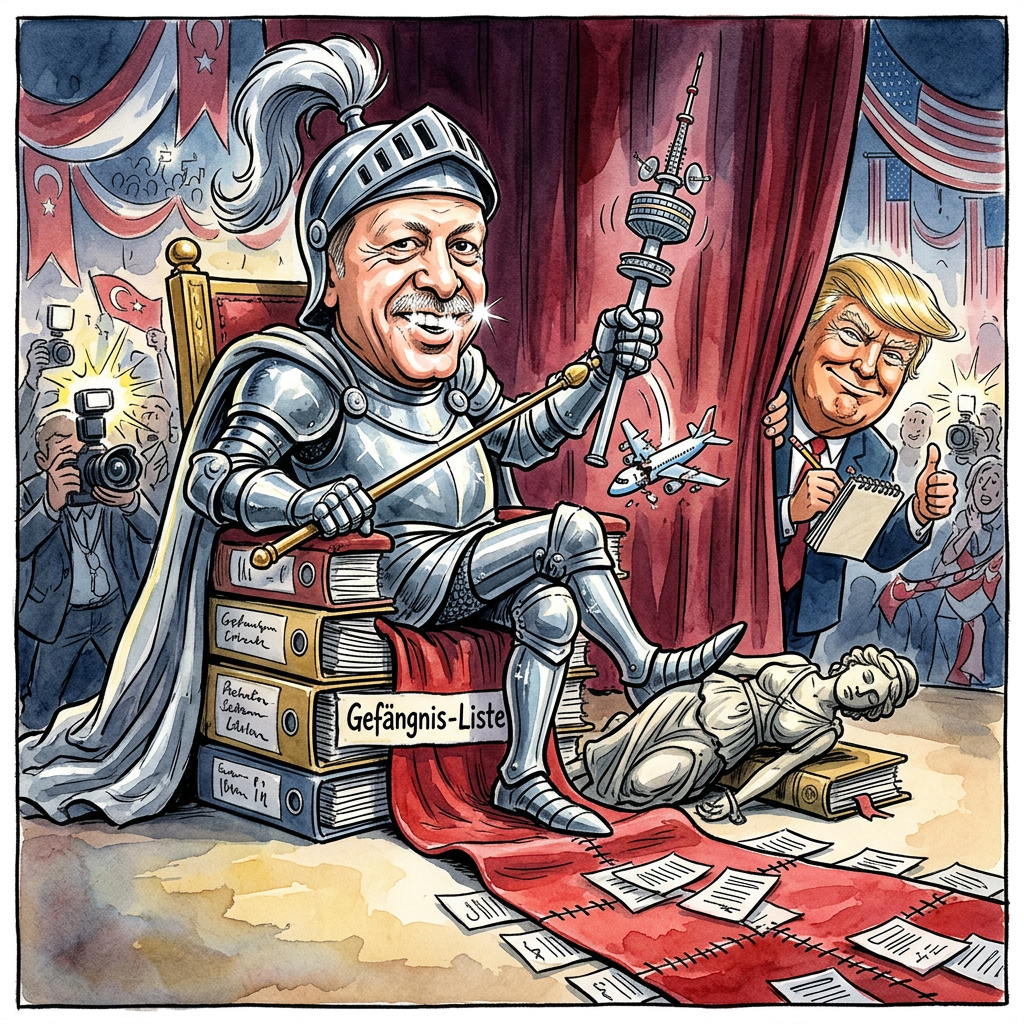 Vor zehn Jahren gab es in der Türkei einen Putschversuch, nach dem Präsident Erdoğan seine Macht massiv ausbaute und bis heute fest im Sattel sitzt. Mittlerweile fragen sich Kritiker, ob der Umsturzversuch damals eigentlich eine echte Gefahr oder doch eher ein sehr praktisches Geschenk für den Chef war. Es ist wie bei einem Software-Update, das man niemals bestellt hat, aber am Ende kontrolliert das Handy plötzlich, wann man atmen darf. Nach dem Motto: Ein Putsch am Morgen vertreibt Kummer und Sorgen um die eigene Karriere. In Ankara sagt man heute scherzhaft, dass der Präsident den Putsch so sehr genossen hat, dass er ihn fast auf Amazon mit fünf Sternen bewertet hätte. Wenn man alle Leute einsperrt, die nicht klatschen, wird es im Saal zwar leiser, aber die Zustimmung liegt bei gefühlten zweihundert Prozent. Donald Trump schaut derweil neidisch herüber und fragt sich wahrscheinlich, warum sein eigener Aufstand am Kapitol nicht so ein schönes Schloss und unbegrenzte Urlaubszeit im Amt gebracht hat. Bundeskanzler Friedrich Merz beobachtet das Ganze skeptisch, während er seine eigenen Akten sortiert, denn in der Türkei ist Demokratie mittlerweile das, was passiert, wenn Erdoğan morgens in den Spiegel schaut und sich selbst zum Sieger krönt.