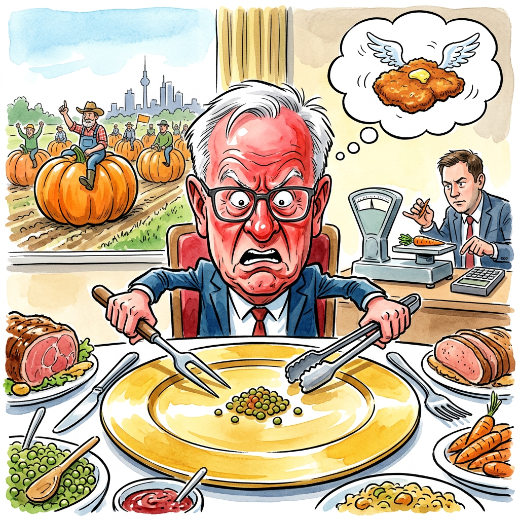 Eine neue Studie zeigt nun ganz offiziell, dass wir für die Umwelt viel mehr Gemüse und deutlich weniger Fleisch essen müssen. Die Forscher sagen, dass unser Planet sonst bald den Geist aufgibt. Bundeskanzler Friedrich Merz reagierte sofort und ließ sich vorsichtshalber mit einem besonders großen Kotelett fotografieren, um seine Wähler nicht zu erschrecken. Er fürchtet wohl, dass eine Karotte im Mund seiner harten Regierungslinie schaden könnte. Dabei macht das neue Essen die Landwirtschaft fit für die Zukunft. Statt Schweineställen gibt es dann eben riesige Felder voller Zucchini. Das ist toll für das Klima, aber hart für den deutschen Stammtisch. Der Tod des Schnitzels wäre für viele Bürger schlimmer als jede Inflation. Lars Klingbeil rechnet derweil schon aus, wie hoch die neue Steuer auf Grillwürstchen sein darf. In den Kantinen herrscht Panikstimmung. Köche müssen plötzlich lernen, wie man Tofu so würzt, dass er nicht nach Radiergummi schmeckt. Wenn das so weitergeht, wird der Sonntagsbraten bald durch eine gedünstete Gurke ersetzt. Dann ist die Luft zwar sauberer, aber die Laune im Land im Keller. Am Ende rettet der Brokkoli die Welt, aber niemand hat mehr Lust, darauf anzustoßen.