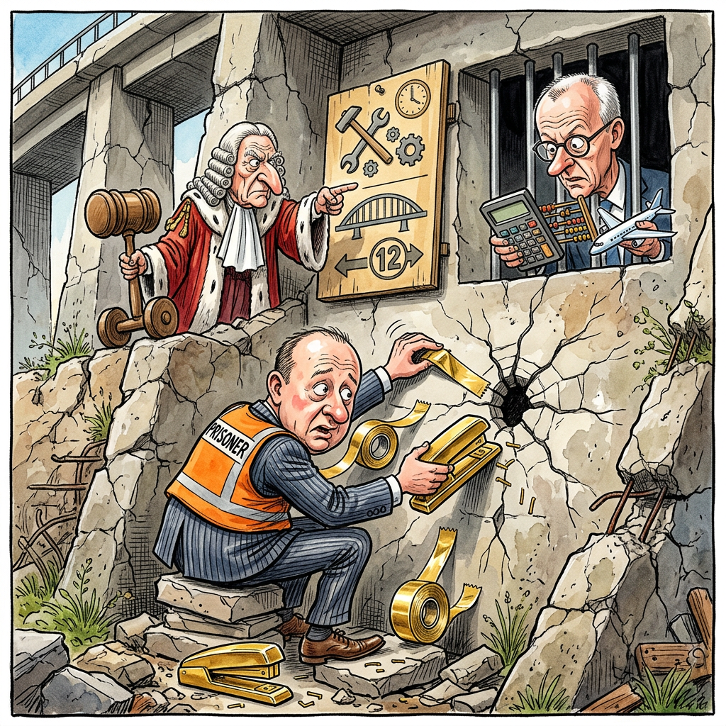 Ein Gericht in Italien hat den ehemaligen Chef der Autobahngesellschaft zu zwölf Jahren Gefängnis verurteilt, weil er die Wartung der berühmten Morandi-Brücke in Genua jahrelang sträflich vernachlässigt hat. Der Manager hielt Rost wohl für eine moderne Dekoration und Schlaglöcher für natürliche Bremsberuhigung. In der Chefetage galt das Motto: Sparen ist wichtiger als Stabilität. Während die Brücke leise um Hilfe schrie, hat der Boss lieber die Boni gezählt. Er dachte wohl, Beton hält ewig, wenn man nur fest genug daran glaubt. Jetzt hat der Richter ihm eine neue Bleibe mit besonders dicken Mauern zugewiesen. Dort muss er sich um die Instandhaltung keine Sorgen machen, denn die Gitterstäbe sind garantiert wartungsfrei. Vielleicht kann er im Gefängnishof üben, wie man eine Sandburg baut, die länger als eine Woche hält. Bundeskanzler Friedrich Merz kommentierte den Fall gewohnt trocken und meinte, dass er für solche Sparmaßnahmen zwar Verständnis habe, im Gefängnis aber leider kein Privatjet landen könne. Der verurteilte Manager hat nun viel Zeit zum Nachdenken. Zwölf Jahre sind eine lange Zeit, um darüber zu grübeln, ob ein Eimer Farbe und ein bisschen Zement nicht doch billiger gewesen wären als eine Zelle mit Aussicht auf Betonmauern. In Italien hofft man nun, dass andere Chefs daraus lernen und ihre Bauwerke öfter mal streicheln statt nur abzukassieren.