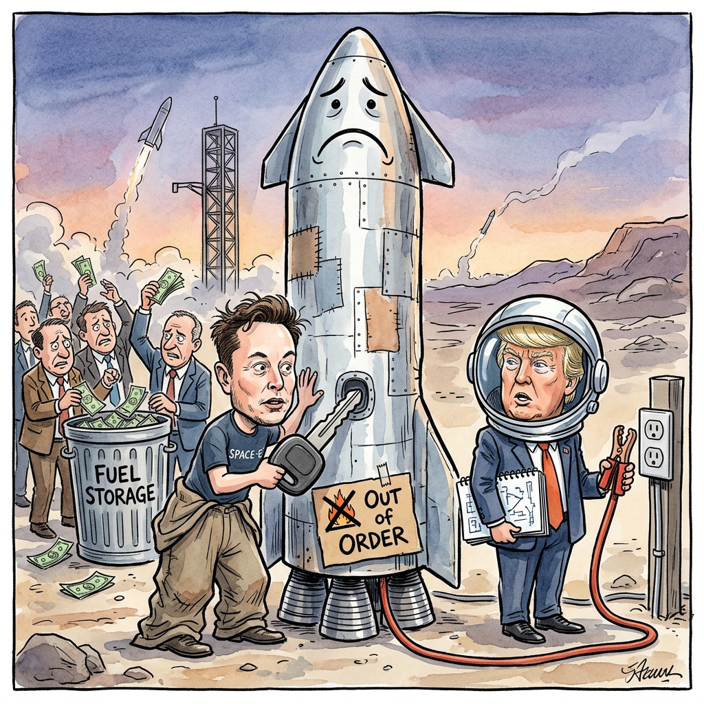 Das private Raumfahrtunternehmen SpaceX hat den Testflug der riesigen Starship-Rakete kurz vor dem Abheben abgebrochen. Eigentlich sollte das Metall-Monster ins All zischen, doch viele Motoren hatten plötzlich keine Lust auf Arbeit. In letzter Sekunde blieb alles am Boden stehen. Es ist der erste Versuch seit dem Börsengang der Firma und die Aktionäre schauen nun so dumm aus der Wäsche wie ein Toaster ohne Strom. Firmenchef Elon Musk suchte angeblich sofort nach einem passenden Überbrückungskabel bei Amazon Prime. Die Rakete ist so groß wie ein Hochhaus, hat aber momentan den Vorwärtsdrang eines überladenen Esels im Halteverbot. Experten vermuten, dass die Technik einfach nur Angst vor der Kälte im Weltraum hatte. Jetzt müssen die Mechaniker wieder mit dem Hammer ran. Ein neuer Versuch soll bald folgen, falls jemand bis dahin genug Batterien für die Fernbedienung findet. Vielleicht hilft es auch, wenn US-Präsident Donald Trump mal kurz kräftig gegen das Blech tritt. Bis dahin bleibt das Starship das teuerste Gartenhaus der Welt. Der Mars muss also noch ein bisschen warten, bis die Zündkerzen geputzt sind.