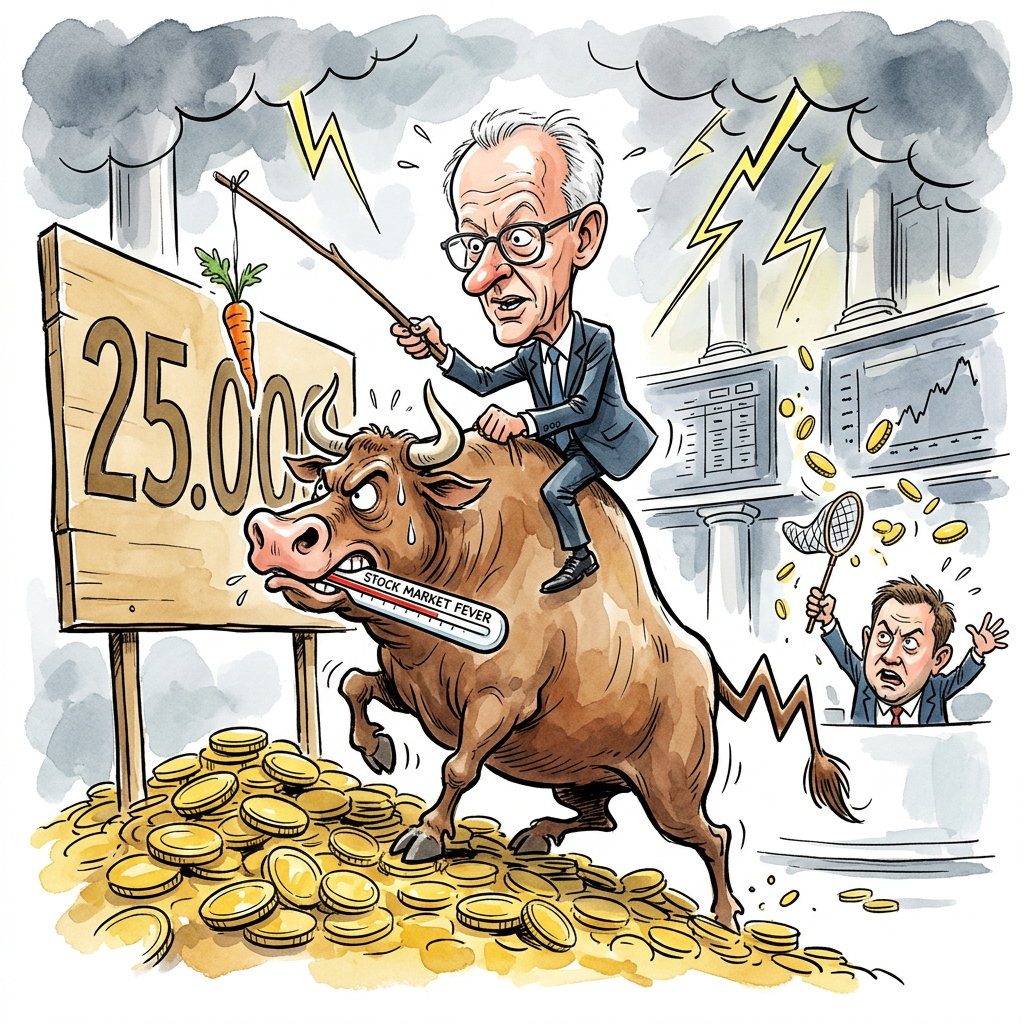 An der deutschen Börse hat der DAX heute seine Verluste begrenzt und steuert nun wieder fest auf die Marke von 25.000 Punkten zu. Die Anleger in Frankfurt sind erleichtert, auch wenn sie morgens noch panisch ihre Krawatten gefressen haben. Sobald ein Sack Reis in China umfällt, bekommen die Börsenprofis normalerweise sofort Schnappatmung. Heute hat jedoch die reine Gier über die Angst gesiegt. Bundeskanzler Friedrich Merz beobachtet das Treffen der Zahlen entspannt aus seinem Privatflugzeug heraus. Er weiß genau, dass 25.000 Punkte viel besser klingen als null Punkte. Finanzminister Lars Klingbeil versucht derweil verzweifelt, die vielen Nullen für den nächsten Haushalt zu zählen. Die Stimmung auf dem Parkett gleicht einer Achterbahnfahrt, bei der die Fahrgäste zwischendurch kurz vergessen haben, dass sie eigentlich Angst vor der Höhe haben. Ein Händler erklärte, dass er jetzt erst einmal ein Butterbrot essen muss, um den Schock der grünen Zahlen zu verdauen. Am Ende des Tages bleibt die Erkenntnis, dass Geld nicht schläft, aber manchmal sehr laut schnarcht. Wenn der DAX so weiter macht, müssen die Anzeigetafeln bald angebaut werden. Hoffen wir, dass bis morgen niemand im Ausland laut niest, sonst stürzt der Index wieder in den Keller.