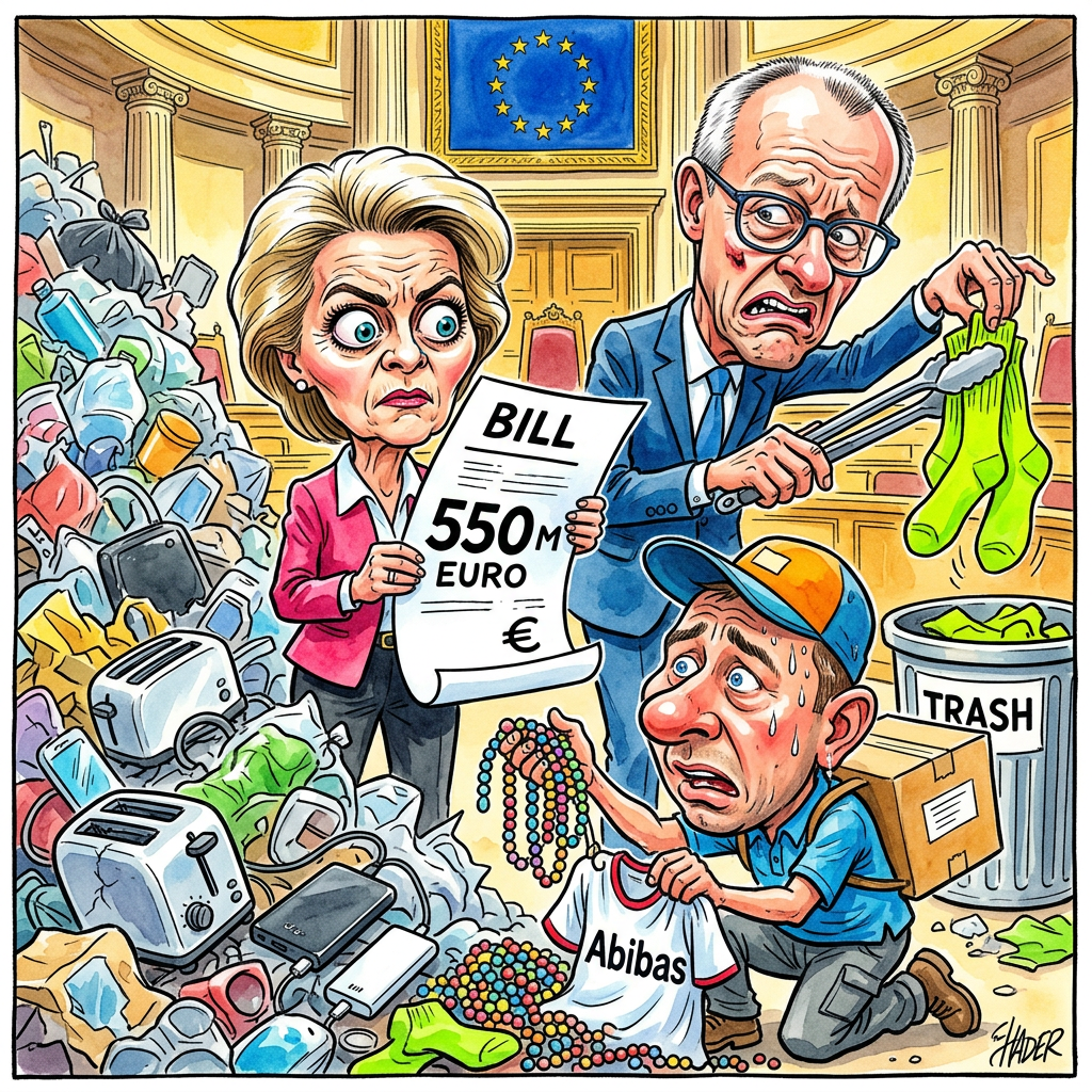 Die EU-Kommission verhängt eine Strafe von 550 Millionen Euro gegen den Online-Händler AliExpress, weil das Unternehmen illegale Angebote nicht stoppt. Offenbar war es Brüssel leid, dass man dort morgens eine Zahnbürste bestellt und abends ein radioaktives Hamsterrad geliefert bekommt. Die Beamten kritisieren, dass AliExpress zu wenig Personal hat, um zwielichtige Händler zu jagen. Wahrscheinlich arbeiten dort zwei Rentner und ein dressierter Goldfisch, um eine Milliarde Pakete zu prüfen. Die Strafe von 550 Millionen Euro klingt erst einmal nach viel Geld. In AliExpress-Währung sind das allerdings nur drei Milliarden blinkende Plastik-Einhörner und ein Haufen gefälschter Turnschuhe. Bundeskanzler Friedrich Merz begrüßte das harte Durchgreifen und hofft, dass die EU das Geld nicht in Cent-Münzen per Schiffscontainer annimmt. Experten vermuten, dass AliExpress die Strafe einfach bezahlt, indem sie nächsten Monat die Versandkosten für selbsttätig brennende Lichterketten um zwei Cent erhöhen. Wenn man Pech hat, bekommt man nach der Zahlung der Strafe von der EU-Kommission eine Versandbestätigung aus Peking, die man aber leider nicht lesen kann. Am Ende bleibt alles beim Alten: Wer für einen Euro ein Smartphone bestellt, darf sich nicht wundern, wenn im Paket nur ein Foto von Xi Jinping und eine leere Batteriehülle liegen.