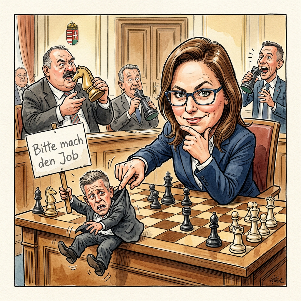 In Ungarn wollte der neue Premier Peter Magyar die Schachgroßmeisterin Judit Polgar als neue Präsidentin gewinnen, doch die Sportlerin erteilte ihm eine deutliche Absage. Polgar erklärte, dass die historische Verantwortung für das Land schlicht zu groß sei. Wahrscheinlich hat sie nach kurzem Nachdenken einfach gemerkt, dass man im Schach zwar Bauern opfern muss, in der Politik aber meistens nur von ihnen umgeben ist. Als Profi ist sie es gewohnt, dass jeder Zug logisch sein muss, was sie für ein öffentliches Amt in Ungarn sofort disqualifiziert. Während man beim Schach stundenlang schweigt und nachdenkt, wird in der Politik oft tagelang geredet, ohne das Gehirn einzuschalten. Die Großmeisterin hat keine Lust, ihre Zeit mit Leuten zu verbringen, die nicht einmal wissen, wie ein Pferd springt, außer wenn es auf einem ungarischen Gulaschtopf abgebildet ist. Premier Magyar schaut nun dumm aus der Wäsche, weil sein großer Masterplan schon beim ersten Zug am Brett gescheitert ist. Polgar bleibt lieber bei ihren Figuren aus Holz, denn die bewegen sich wenigstens nur dann, wenn man es will, und fangen nicht plötzlich an, Bestechungsgelder anzunehmen oder peinliche Reden zu halten. Am Ende ist ein Matt auf dem Brett eben doch schöner als ein politisches Matt im Parlament.