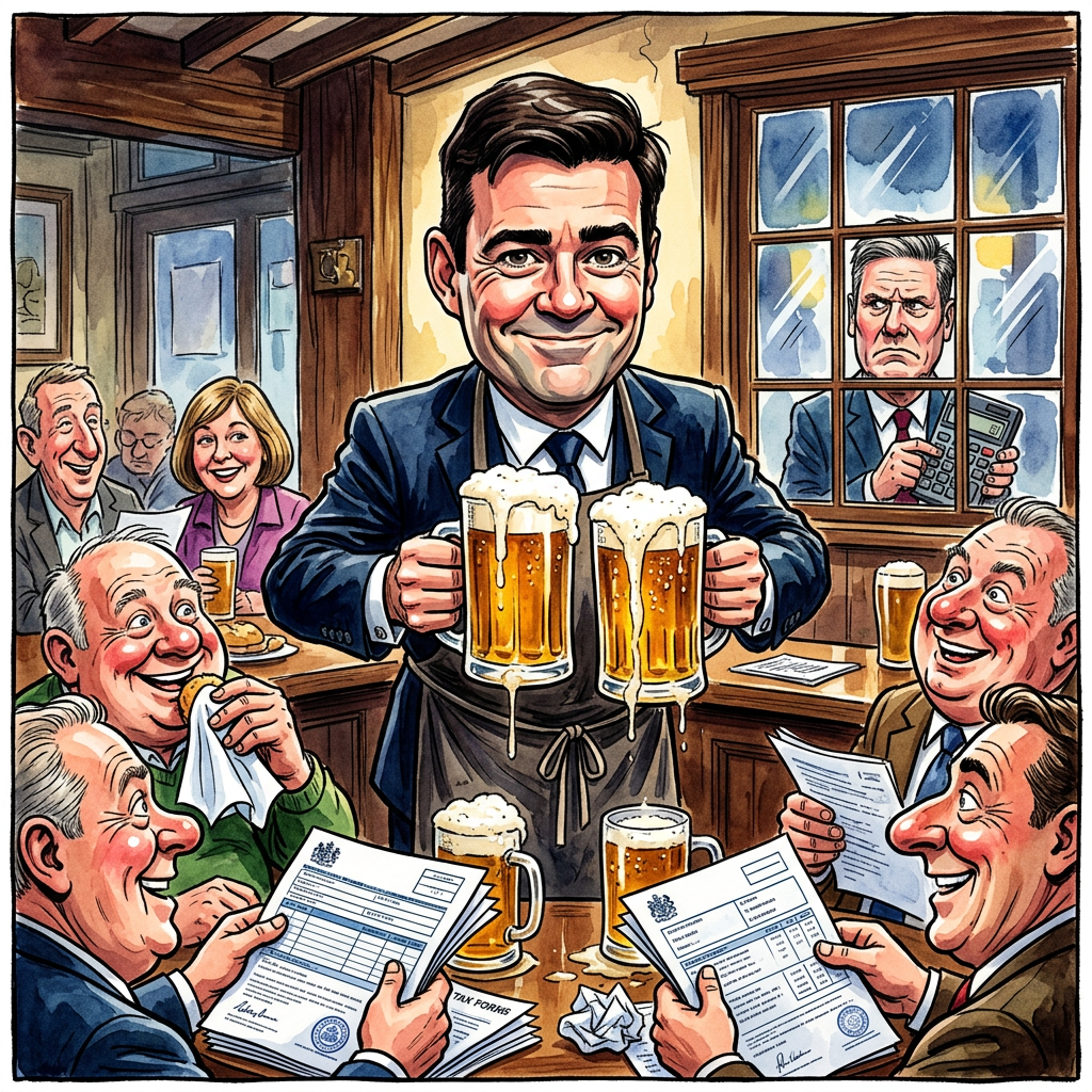 Der britische Premierminister Andy Burnham will die Gewerbesteuer für Pubs und Clubs massiv senken, um die Bürger finanziell zu entlasten. Während sein Vorgänger Keir Starmer noch auf Disziplin setzte, hat Burnham erkannt, was das Volk wirklich braucht: Günstiges Bier und laute Bassmusik bis zum Morgengrauen. Experten nennen das neue Gesetz bereits das größte Konjunkturpaket seit der Erfindung der Fritteuse. Burnham ist überzeugt, dass man die Wirtschaft am besten ankurbelt, wenn die Wähler so betrunken sind, dass sie ihre Schulden einfach vergessen. In London hofft man nun, dass die Preise für ein Pint sinken, bevor die gesamte Bevölkerung vor lauter Durst zu den Franzosen auswandert. Die Pubs reagieren begeistert und planen bereits spezielle Spar-Menüs, bei denen man zu jedem Liter Lager ein kostenloses Formular zur Steuererklärung erhält. Kritiker befürchten dagegen, dass Großbritannien bald das erste Land der Welt sein wird, dessen Bruttoinlandsprodukt ausschließlich in Hopfen und Malz gemessen wird. Burnham lässt das jedoch kalt und bereitet sich bereits auf den nächsten Schritt vor: Eine staatliche Förderung für Luftgitarren und Dönerstände nach Mitternacht. Wer braucht schon eine stabile Währung, wenn die Stimmung im Pub stimmt.