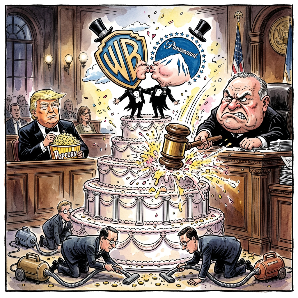 Ein US-Gericht hat den Zusammenschluss der Medien-Riesen Warner Bros. Discovery und Paramount bis Mitte August gestoppt und prüft nun eine Klage mehrerer Bundesstaaten. Eigentlich wollten die beiden Firmen heiraten, um einen riesigen Berg aus Filmen und Schulden zu bauen. Doch ein Richter hat jetzt die Notbremse gezogen, weil er wohl Angst vor einem Fernseher-Monopol hat. Jetzt müssen die Chefs der Konzerne weiter im Wartezimmer sitzen und Däumchen drehen. Es ist wie bei einem schlechten Krimi: Kurz vor dem Kuss klopft die Polizei an die Tür. Die Bundesstaaten fürchten, dass Fernsehen bald teurer wird als ein gebrauchter Kleinwagen. Wenn die beiden Firmen verschmelzen, gibt es für den Zuschauer nur noch eine Fernbedienung, aber hundert Abos. Vielleicht hofft das Gericht auch einfach, dass die Zeit bis August reicht, damit jemand ein Drehbuch über diesen langweiligen Prozess schreibt. Paramount-Fans müssen nun weiter warten, ob ihre Lieblingsserien bald ein neues Logo bekommen. Am Ende gewinnt wahrscheinlich sowieso niemand, außer den Anwälten, die pro Stunde mehr verdienen als ein ganzer Kinofilm einspielt. Donald Trump wird das Ganze im Weißen Haus sicher beobachten, während er überlegt, ob er den Richter per Social Media feuern kann.