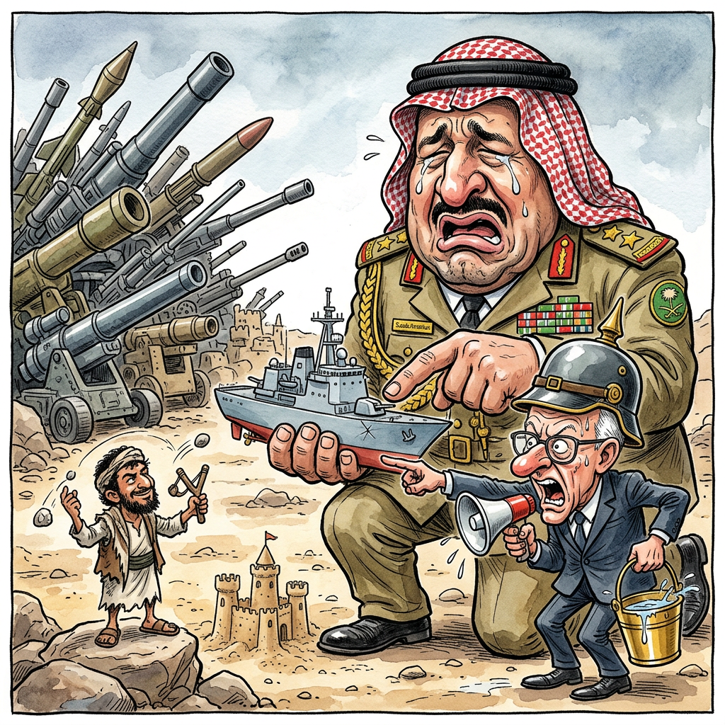 Ein Militärbündnis unter Führung von Saudi-Arabien hat Stellungen der Huthi-Miliz im Jemen angegriffen. Der Grund für den großen Krach ist ein saudisches Schiff, das vorher von den Rebellen geärgert wurde. Jetzt zeigt das Bündnis, dass man ihre Boote besser nicht einmal schief ansehen sollte. Wenn jemand in der Wüste ein Spielzeugauto klaut, antwortet die Gegenseite direkt mit einem Raketenwerfer im Vorgarten. Das ist ungefähr so, als würde man einem Kind den Lutscher wegnehmen und dafür das komplette Kinderzimmer mit Beton ausgießen. Friedrich Merz schaut sich das Ganze aus Berlin an und hofft wahrscheinlich, dass sein Dienstwagen niemals einen Kratzer bekommt, sonst lässt er vermutlich gleich den ganzen Parkplatz sprengen. In Saudi-Arabien versteht man eben keinen Spaß, wenn es um den eigenen Fuhrpark geht. Ein kleiner Wischer am Bug reicht aus, damit der Himmel voller Drohnen hängt. Donald Trump findet diese harte Tour sicher super und würde wahrscheinlich am liebsten eine goldene Mauer mitten ins Meer bauen lassen. Am Ende sitzen alle im Sand und streiten sich darum, wer zuerst geschubst hat. Die Huthi wissen jetzt jedenfalls: Wer saudische Schiffe boxt, bekommt die ganze Flotte als Antwort direkt ins Wohnzimmer geliefert.