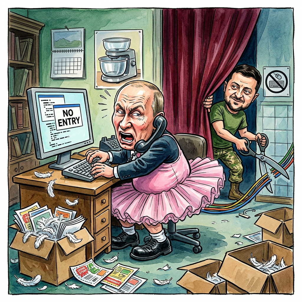 Die Ukraine greift gezielt den russischen Online-Händler Wildberries an und stört damit den digitalen Handel massiv. Das Unternehmen ist in Russland so wichtig wie Amazon und das Ziel der Angriffe sind vor allem die Server der Firma. Jetzt herrscht bei den russischen Kunden nackte Panik, weil ihre Pakete mit Billig-Socken und Plastikschüsseln irgendwo im Cyberspace verschwinden. Wenn das so weitergeht, muss Wladimir Putin bald persönlich im Tante-Emma-Laden um die Ecke Kartoffeln wiegen gehen. Wildberries-Chefin Tatjana Bakaltschuk schaut wahrscheinlich trauriger aus der Wäsche als ein Kunde, der drei Wochen auf seine neue Heißluftfritteuse wartet. Die kleinen Unternehmer in Russland sind verzweifelt, weil ihr einziger Verkaufsweg jetzt mehr Funklöcher hat als eine deutsche Landstraße unter Friedrich Merz. Während Wolodymyr Selenskyj digital den Stecker zieht, fragen sich russische Väter, ob sie ihre Unterwäsche jetzt wieder selbst häkeln müssen. Vielleicht ist das der geheime Plan der Ukraine: Den Krieg gewinnen, indem man den Gegner dazu zwingt, seine Einkäufe wieder in echten Läden mit unfreundlichen Verkäufern zu erledigen. Das hält kein Mensch lange durch. Am Ende kapituliert Russland nicht wegen Panzern, sondern weil der Prime-Versand für Gurkengläser seit Monaten auf Fehlercode 404 steht. Wer keine Pakete bekommt, hat auch keine Zeit für schlechte Laune an der Front.