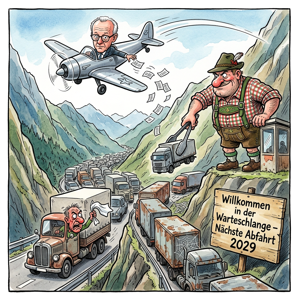Italien hat gegen die ständigen Lkw-Staus am Brennerpass geklagt, doch ein wichtiger EU-Gutachter findet die Tiroler Blockabfertigung völlig in Ordnung. Der Generalanwalt sagt quasi, dass man LKWs genauso portionieren darf wie Spaghetti auf dem Teller. In Tirol wird nämlich immer nur eine kleine Gruppe Laster durchgelassen, damit die Autobahn nicht platzt. Italien findet das unfair und will freien Weg für ihre Tomatenlaster. Bundeskanzler Friedrich Merz findet das Urteil super, da er Staus nur aus dem Privatjet kennt. Die Lkw-Fahrer vor Ort finden das weniger lustig. Sie verbringen mittlerweile so viel Zeit am Brenner, dass sie dort offiziell wohnhaft sind und bald Grundsteuer zahlen müssen. Manche Trucker haben schon kleine Gärten auf ihren Anhängern angelegt, um die Wartezeit mit dem Züchten von Radieschen zu überbrücken. Experten vermuten, dass die EU den Stau heimlich als neues Weltkulturerbe schützen will. So wird der Brenner zur längsten Parkplatz-Party der Welt, nur leider ohne Musik und mit viel zu wenig Klos. Wer demnächst über die Alpen will, sollte sich also nicht nur ein Hotelzimmer buchen, sondern am besten direkt ein neues Leben in der Warteschlange planen.