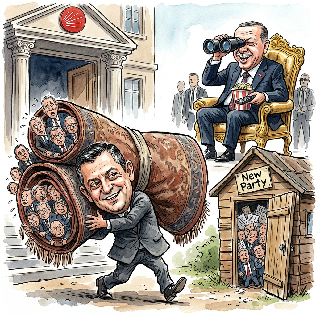 Der türkische Oppositionspolitiker Özgür Özel gründet eine eigene Partei und nimmt fast die gesamte CHP-Fraktion einfach mit. In Ankara herrscht helle Aufregung, weil die alte Partei nun so leer ist wie eine deutsche Bahnhofshalle nach Mitternacht. Die Abgeordneten laufen so schnell weg, dass man im Parlament kaum noch die eigenen Füße sieht. Özel verspricht frischen Wind, doch Kritiker sagen, er habe lediglich das Türschild seiner alten Kanzlei abgeschraubt. Es ist ein klassischer Umzug: Die Möbel bleiben gleich, nur der Hund hat einen neuen Namen. Präsident Erdoğan schaut dem Treiben entspannt zu und bestellt sich erst mal einen Tee. Er weiß genau, dass zwei kleine Oppositionsparteien sich viel schöner streiten als eine große. In der neuen Zentrale von Özel werden derweil fleißig Kisten geschleppt. Das einzige Risiko ist derzeit, dass die Politiker vor lauter Neugründungen vergessen, wo sie eigentlich arbeiten. Am Ende ist es wie beim Dönerstand: Man wechselt die Soße, aber das Fleisch bleibt das gleiche zähe Zeug wie immer. Selbst Bundesaußenminister Johann Wadephul rätselt noch, wen er jetzt eigentlich anrufen muss, wenn er ein Besetztzeichen hören will. Die Wähler in der Türkei sind jedenfalls gespannt, ob die neue Partei auch neue Ideen hat oder nur neue Krawatten.