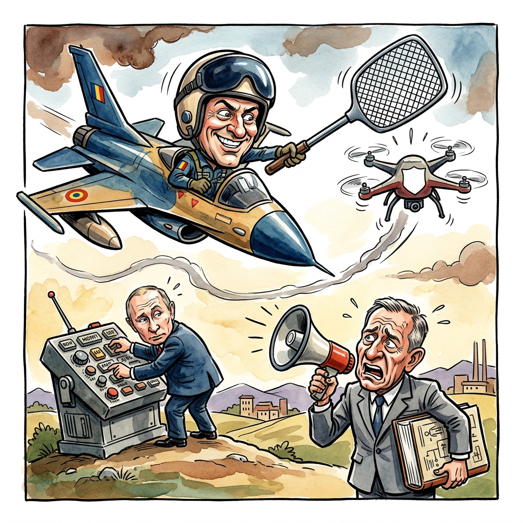 In Rumänien landen immer wieder russische Drohnen auf Feldern, weshalb die Regierung jetzt mit Kampfjets und scharfen Worten antwortet. Bisher fühlten sich die Anwohner eher wie in einem schlechten Computerspiel, bei dem ständig Metallschrott vom Himmel fällt. Die rumänische Armee schaut nicht mehr nur zu, wie der Luftraum zur Flugverbotszone für gute Laune wird. Verteidigungsminister und Piloten üben jetzt den bösen Blick aus dem Cockpit. Bundesaußenminister Johann Wadephul mahnt zur Ruhe, während Rumänien seine Düsenjäger poliert, als wären es riesige polizeiliche Fliegenklatschen. Die Drohnen sind nämlich so klein, dass die Radargeräte sie oft für besonders dicke Mücken halten. Russische Technik trifft hier auf europäische Geduld, wobei letztere gerade so dünn ist wie eine billige Bratwurstpelle. Putin schickt Geschenke aus Stahl, und Rumänien will sie am liebsten ungeöffnet zurückschicken. Man überlegt sogar, die Drohnen einfach mit einem Lasso einzufangen und als Garten-Deko nach Moskau zurückzuwerfen. Das nennt man dann moderne Nachbarschaftshilfe mit Extra-Knall. Hoffentlich verwechseln die Generäle die Fernbedienungen nicht, sonst steuern sie bald aus Versehen den Fernseher im Kreml statt der eigenen Flieger.