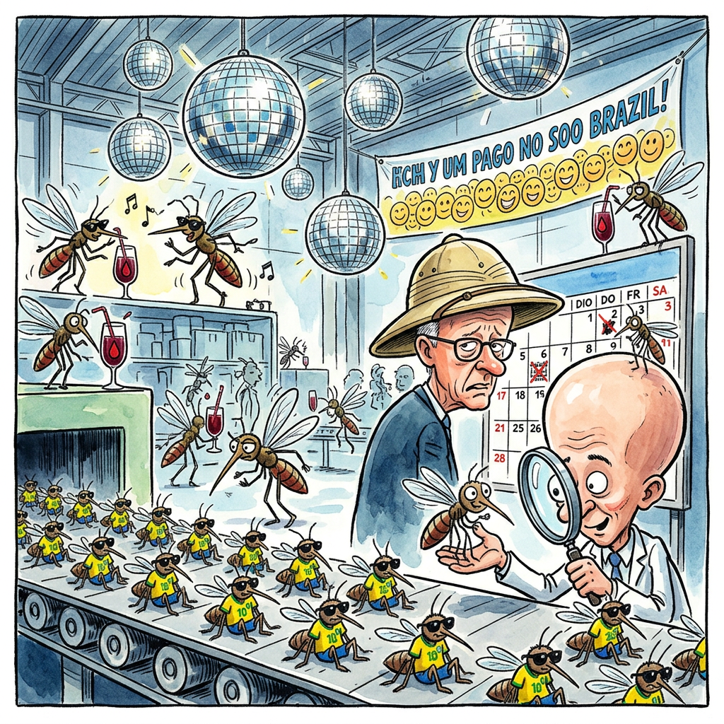 Brasilien züchtet pro Woche 190 Millionen Mücken mit einem speziellen Bakterium, um die Ausbreitung von Dengue-Fieber zu stoppen. Die Idee ist so verrückt wie genial. Man bekämpft nervige Insekten einfach mit noch mehr nervigen Insekten. Das ist so, als würde man eine Feuerzangenbowle mit einem Flammenwerfer löschen. Diese neuen Super-Mücken sind quasi die netten Nachbarn unter den Blutsaugern. Sie tragen ein Bakterium in sich, das die Krankheit blockiert. Wenn sie sich paaren, kommt am Ende kein Virus raus, sondern nur noch harmlose Mini-Brummer. In Brasilien hofft man jetzt auf den großen Erfolg. Kritiker fragen sich allerdings, ob 190 Millionen Mücken pro Woche nicht etwas übertrieben sind. Das Land klingt bald wie ein kaputter Kühlschrank im Dauerbetrieb. Man stelle sich das beim Grillabend vor. Man wird zwar nicht krank, aber man braucht einen Gehörschutz und drei Fliegenklatschen gleichzeitig. Bundeskanzler Friedrich Merz beobachtet das Projekt angeblich sehr genau. Er überlegt wohl schon, ob man das Prinzip auf die Opposition übertragen kann. Einfach so viele CDU-Wähler züchten, bis die anderen Parteien vor lauter Summen gar nicht mehr zu Wort kommen. Am Ende gewinnen in Brasilien auf jeden Fall die Mücken. Sie sind jetzt offiziell Staatsangestellte mit Fluglizenz.