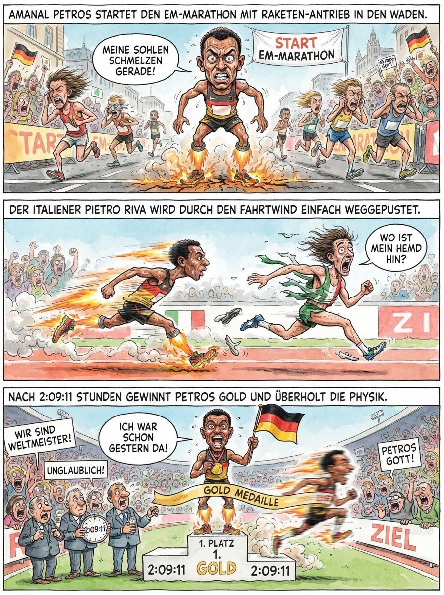 Der WM-Zweite Amanal Petros holt EM-Gold in Birmingham und war dabei so schnell, dass er versehentlich die Zeitmauer durchbrach und vor seinem eigenen Startschuss ankam.