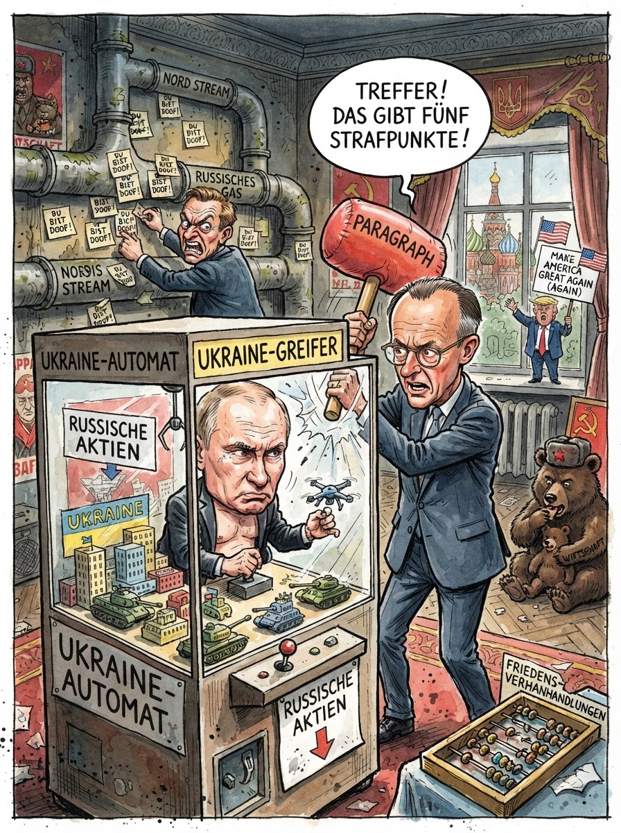 In Tschechien und der Slowakei purzeln russische Überraschungseier auf Rüstungslager. Bundeskanzler Friedrich Merz findet das so witzig wie ein offenes Hosenbein beim Zapfenstreich und droht Moskau nun mit extrem bösen Blicken.