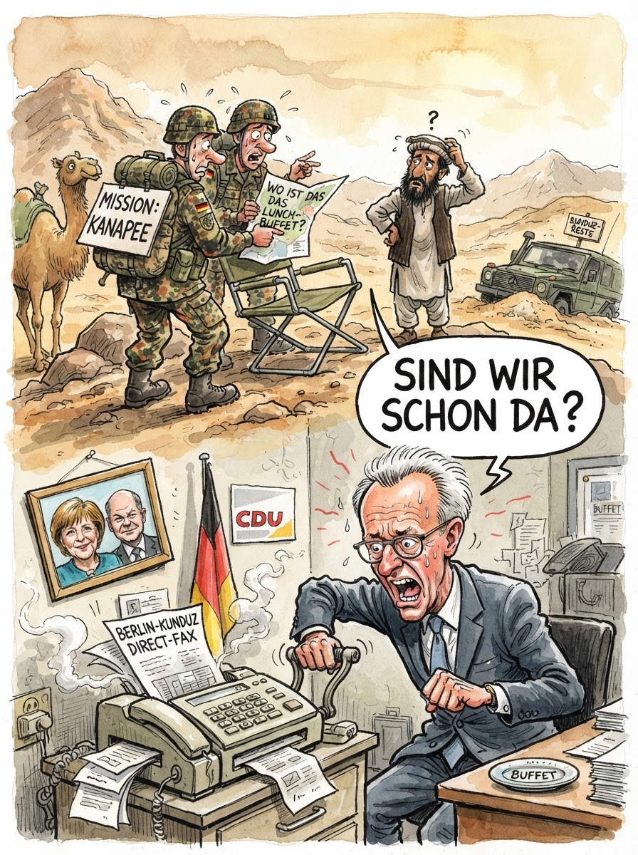 Soldaten stürmten 2001 heimlich Afghanistan, bevor die Politik überhaupt Ja sagen konnte. Die Armee war damals schneller weg als ein Gratis-Döner bei einer Hungersnot.