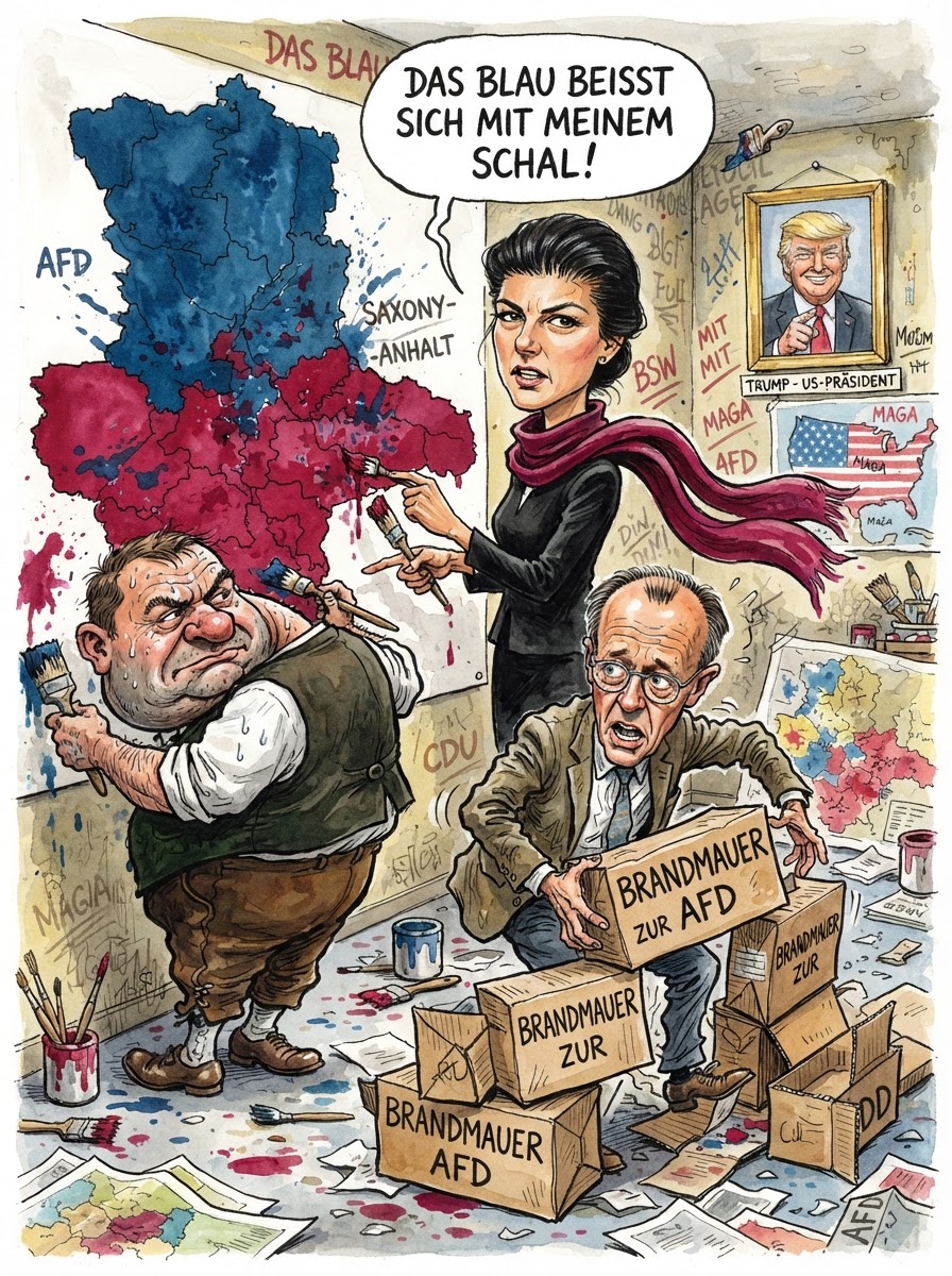 In Magdeburg vollzieht das Bündnis Sahra Wagenknecht den politischen Eiertanz in Perfektion. Man distanziere sich inhaltlich scharf von der AfD, heißt es aus dem BSW-Lager, während man gleichzeitig einen überparteilichen Ministerpräsidenten fordert, der zufällig genau die Schnittmenge aus beiden Lagern bedienen müsste. Die Differenzen seien unüberbrückbar: Während die einen den Sozialismus national einfärben wollen, bevorzugen die anderen die nationale Färbung mit sozialem Anstrich. Es ist die alte Frage, ob man das Hufeisen lieber von links oder rechts an die Wand nagelt. Ein Bündnis sei derzeit so unwahrscheinlich wie eine Diätberatung von Donald Trump – man teile zwar das Ziel, aber der Weg dorthin scheitere an der Nuance der Krawattenfarbe.