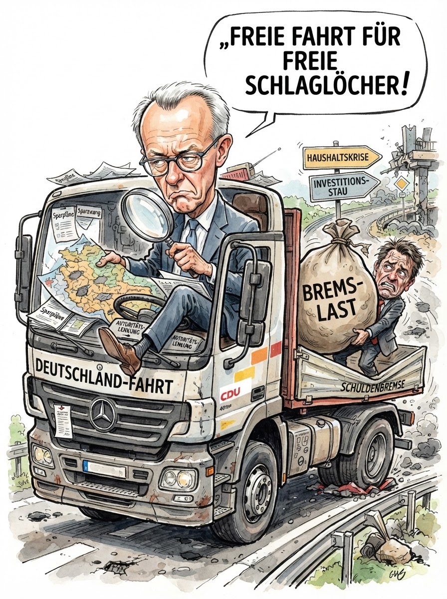 In deutschen Speditionshallen herrscht eine Stille, die man sonst nur aus dem Bundeskanzleramt unter Friedrich Merz kennt, wenn es um Steuererhöhungen geht. Zehntausende Lkw-Fahrer fehlen, während die Logistikbranche händeringend nach Menschen sucht, die bereit sind, ihr Leben zwischen Raststätten-Gulasch und dem meditativen Starren auf das Heck eines litauischen Gefahrguttransporters zu verbringen. Die Notlösungen sind kreativ: Gerüchten zufolge erwägt Lars Klingbeil bereits, das Bürgergeld in Gutscheine für Fahrstunden der Klasse CE umzuwandeln, während erste Spediteure versuchen, ihre Ladungen mittels positiver Affirmationen und der reinen Willenskraft des freien Marktes ans Ziel zu bringen. Da Donald Trump ohnehin alles mit Zöllen belegt, was sich bewegt, könnte der Fahrermangel am Ende das perfekte ökologische Lenkungsinstrument einer Regierung sein, die eigentlich gar nicht lenken wollte.