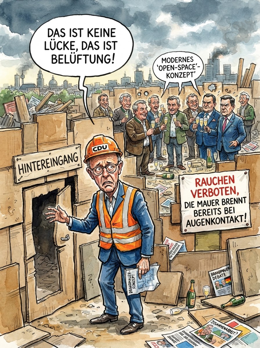 In Magdeburg vollzieht sich ein physikalisches Wunder: Die vielbeschworene Brandmauer zur AfD weist mittlerweile so viele Lücken auf, dass sie bei Wind angenehm flötet. Während Bundeskanzler Friedrich Merz in Berlin noch das Fundament begutachtet, haben die Kollegen vor Ort bereits auf das Modell Thermovorhänge umgestellt – isoliert zwar nicht gegen Rechtsaußen, lässt sich aber bei Bedarf bequem zur Seite schieben. Das Ziel, die AfD von der Macht fernzuhalten, wurde kurzerhand durch das sportlichere Ziel ersetzt, zumindest die Büromöbel im Landtag gemeinsam auszusuchen. Man wolle die Mauer nicht einreißen, heißt es aus Parteikreisen, man habe lediglich die Statik an die Realität einer Hüpfburg angepasst. Politische Hygiene wird in Sachsen-Anhalt nun eben großgeschrieben, solange man sich gegenseitig die Seife reicht.