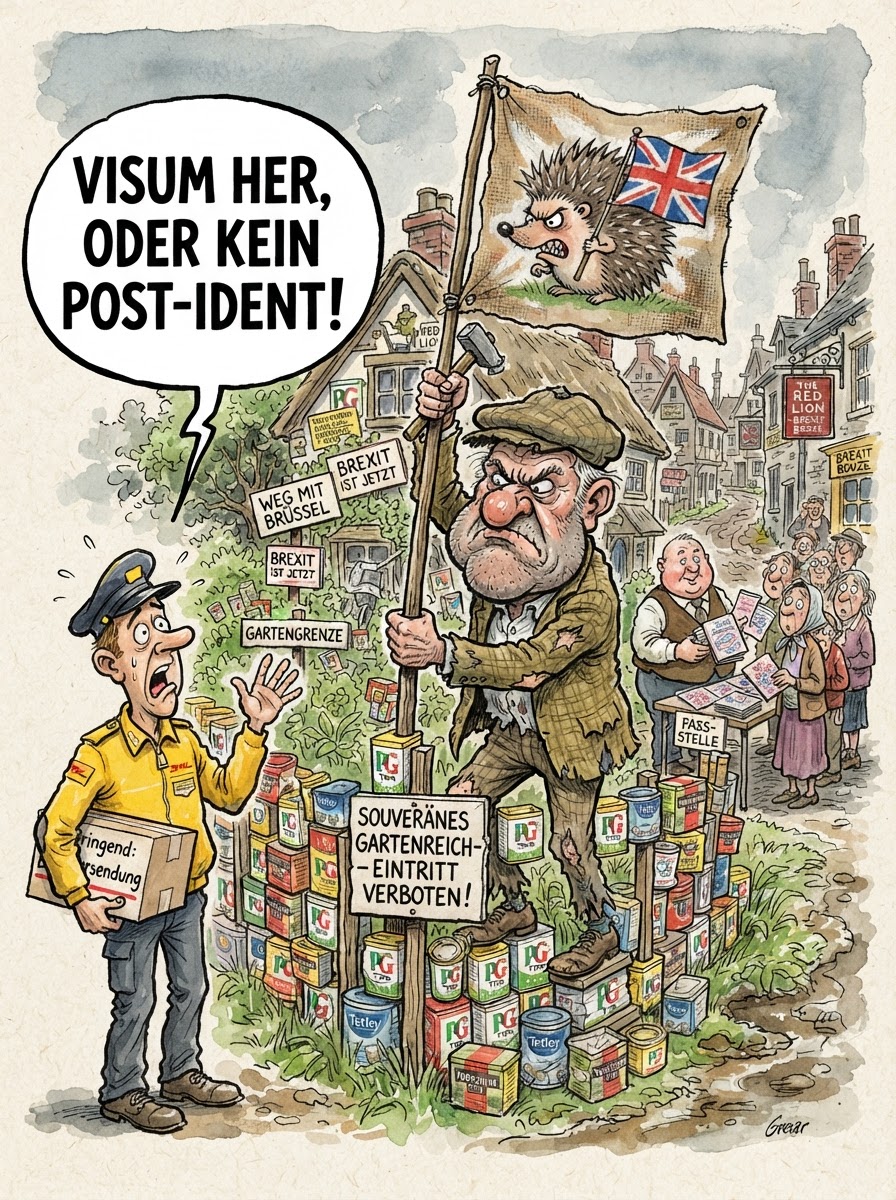 In einer Zeit, in der das Britische Empire nur noch aus einer nostalgischen Teemischung und Charles’ manikürten Fingernägeln besteht, probt das englische Hinterland den ultimativen Rückzug. Weil das Innenministerium Flüchtlinge in der Nachbarschaft unterbringen will, stimmte ein Dorf symbolisch für den Austritt aus dem Vereinigten Königreich. Es ist die logische Fortführung des Brexit: Wenn der Kontinent zu nah ist, verlässt man Europa; wenn das Land zu nah kommt, verlässt man eben das Land. Unterstützt von der Rechtsaußen-Partei Restore Britain, bereiten die Bewohner sich nun vermutlich auf eigene Briefmarken und eine Währung vor, die ausschließlich auf dem Tauschwert von Bitter Lemon basiert. Premierminister Keir Starmer dürfte gelassen bleiben: Die Grenzkontrollen zwischen dem Pub und der Poststelle sollten durch moderat motivierte Rentner effizienter funktionieren als alles, was der britische Zoll derzeit zu bieten hat.