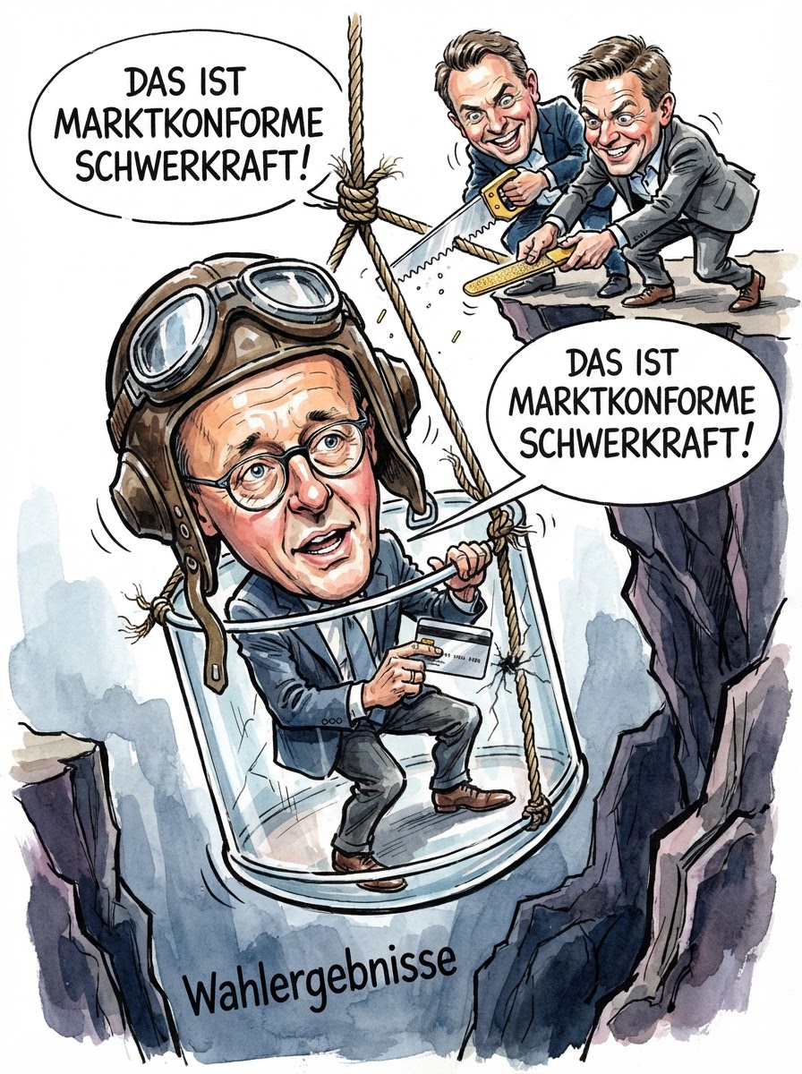 Friedrich Merz steht vor dem politischen Äquivalent einer Wurzelbehandlung ohne Anästhesie. In Berlin und Mecklenburg-Vorpommern soll sich nun entscheiden, ob sein Kanzlerbonus so real ist wie die Flugstunden in seiner Privatmaschine oder lediglich ein kollektives Fiebermittel gegen die Erinnerung an die Ampel war. Während Merz in den Ländern um Stimmen wirbt, als ginge es um die letzte freie Parzelle im Sauerland, verharren seine innerparteilichen Herausforderer in einer Lauerstellung, die so subtil wirkt wie ein Raubtier im Schaufenster eines Juweliers. Ein Scheitern im Osten oder im S-Bahn-Ring könnte den Kanzler schneller zurück in den Aufsichtsrat katapultieren, als er 'Mittelstand' sagen kann. Für Merz geht es nicht mehr um Inhalte, sondern um die nackte Existenz im Kanzleramt – ein Ort, der für ihn ohnehin immer nur eine logische Fortsetzung seines Wohnzimmers war.