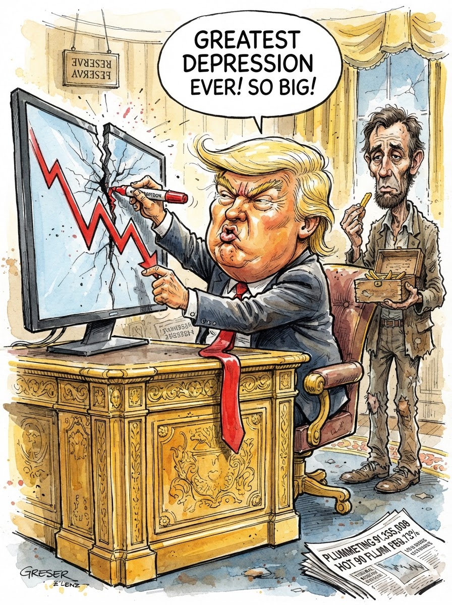 Das amerikanische Verbrauchervertrauen sinkt tiefer als die Umfragewerte eines deutschen Vizekanzlers im Wahljahr. Während Donald Trump im Weißen Haus vermutlich noch nach dem goldenen Edding sucht, um die Kurven eigenhändig nach oben zu korrigieren, stellen die Bürger fest: Freiheit schmeckt bei zweistelliger Inflation überraschend fad. Der US-Bürger 2026 spart nicht mehr am Traum, sondern am Belag. Wenn die Stimmung derart in den Keller rauscht, hilft meist nur noch die Flucht in die Symbolik. Während Friedrich Merz in Berlin vermutlich schon ein Effizienzpaket schnürt, um die deutsche Depression im Vergleich dazu als Exportgut zu tarnen, bleibt dem Amerikaner nur die bittere Erkenntnis: Der Arbeitsmarkt ist zwar vorhanden, aber er bezahlt leider nur noch für das Mitleid, das man für sich selbst empfindet.
