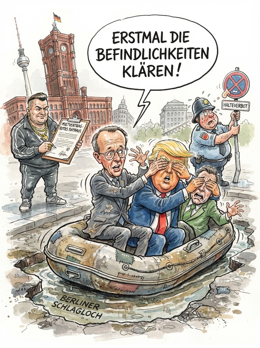 In Berlin treffen sich SPD, Grüne und Linke zu Vorgesprächen, die in ihrer rührenden Naivität an ein erstes Date in einer Mehrzweckhalle erinnern. Bevor man über die Verteilung von Posten spricht, widmet man sich den lästigen Randthemen: Antisemitismus und organisierte Kriminalität. Es ist der ambitionierte Versuch, eine Brandmauer aus Pappe gegen einen Flächenbrand aus Benzin zu errichten. Während die Stadtverwaltung traditionell mit der Effizienz einer sandgefüllten Sanduhr arbeitet, hofft man nun auf einen Minimalkonsens, der vermutlich darin besteht, dass Probleme erst dann existieren, wenn sie ordnungsgemäß im Amtsblatt ignoriert wurden. Man beschnuppert sich ideologisch so intensiv, dass für politische Inhalte kaum noch Sauerstoff bleibt.