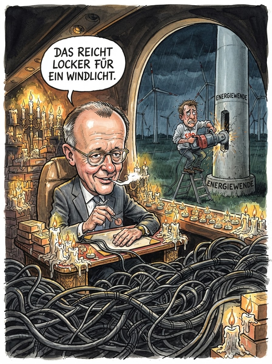 Das CDU-Präsidium hat sich nach den jüngsten Umfragewerten zur Klausurtagung in ein fensterloses Konferenzzentrum zurückgezogen, um über die Senkung der Stromsteuer zu beraten. Bundeskanzler Friedrich Merz verkündete anschließend, man wolle den Bürger entlasten, indem man den staatlichen Anteil am Strompreis auf das Niveau der moralischen Integrität eines Investmentbankers absenke. Geplant ist ein Entlastungsmodell, bei dem Haushalte pro Kilowattstunde exakt so viel sparen, dass es am Monatsende für eine zusätzliche Viertelpackung Butterreinfett oder drei Minuten warmes Händewaschen reicht. Vizekanzler Lars Klingbeil signalisierte bereits Zustimmung, sofern die Gegenfinanzierung durch eine Sonderabgabe auf das Atmen von Landluft gesichert sei. Um die Aufbruchstimmung zu unterstreichen, wurden während der Pressekonferenz aus Kostengründen die Kronleuchter gedimmt, was Merz’ Stirnfalten in ein besonders staatsmännisches, wenn auch leicht bedrohliches Halbdunkel tauchte. Es bleibt die Hoffnung, dass die Wähler den Unterschied zwischen einer Steuerreform und einem statistischen Rundungsfehler rechtzeitig vergessen.